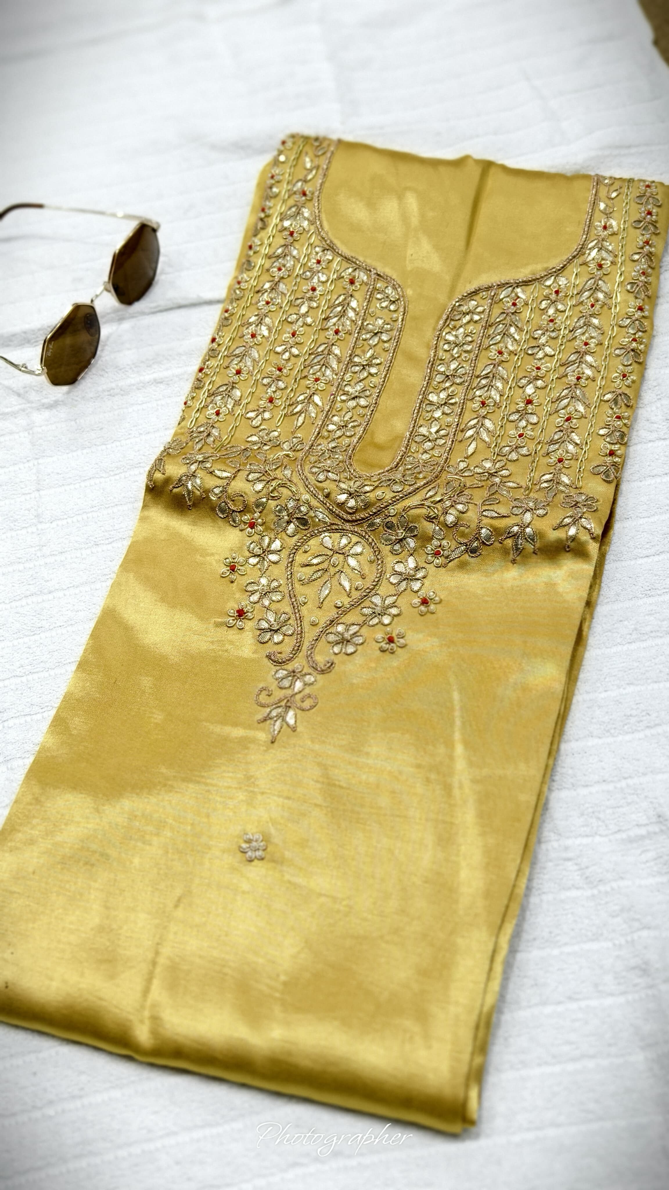 Pure Masru Gaji Silk Piece With Pearl Jardoshi Work