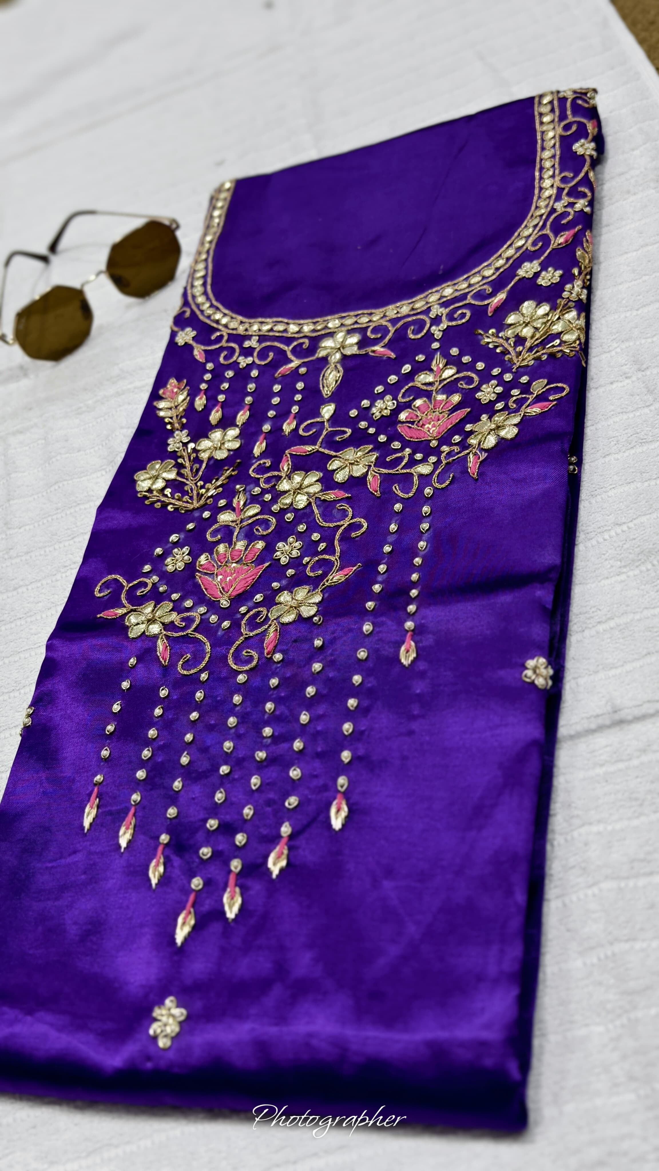 Pure Masru Gaji Silk Piece With Pearl Jardoshi Work