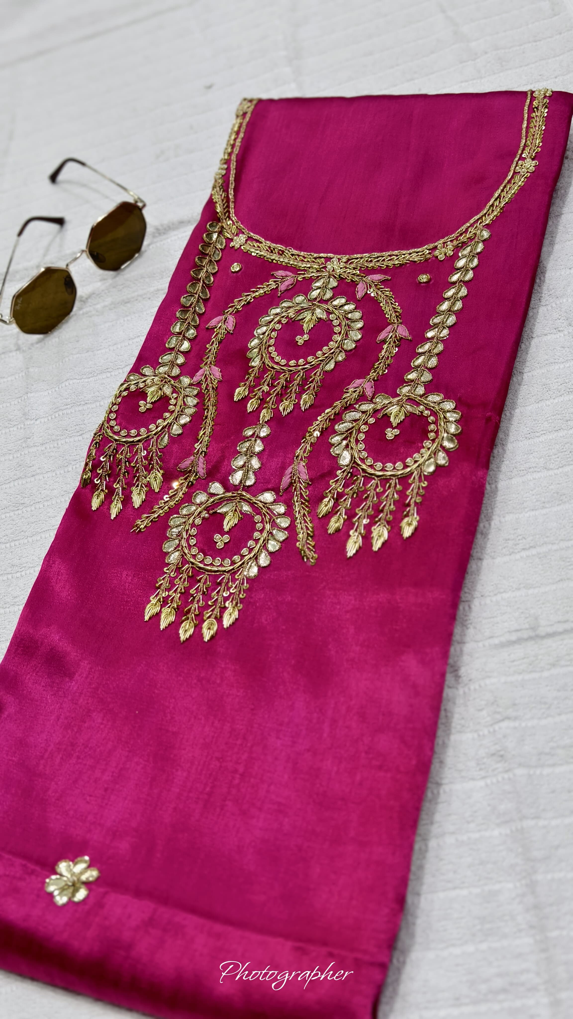 Pure Masru Gaji Silk Piece With Pearl Jardoshi Work