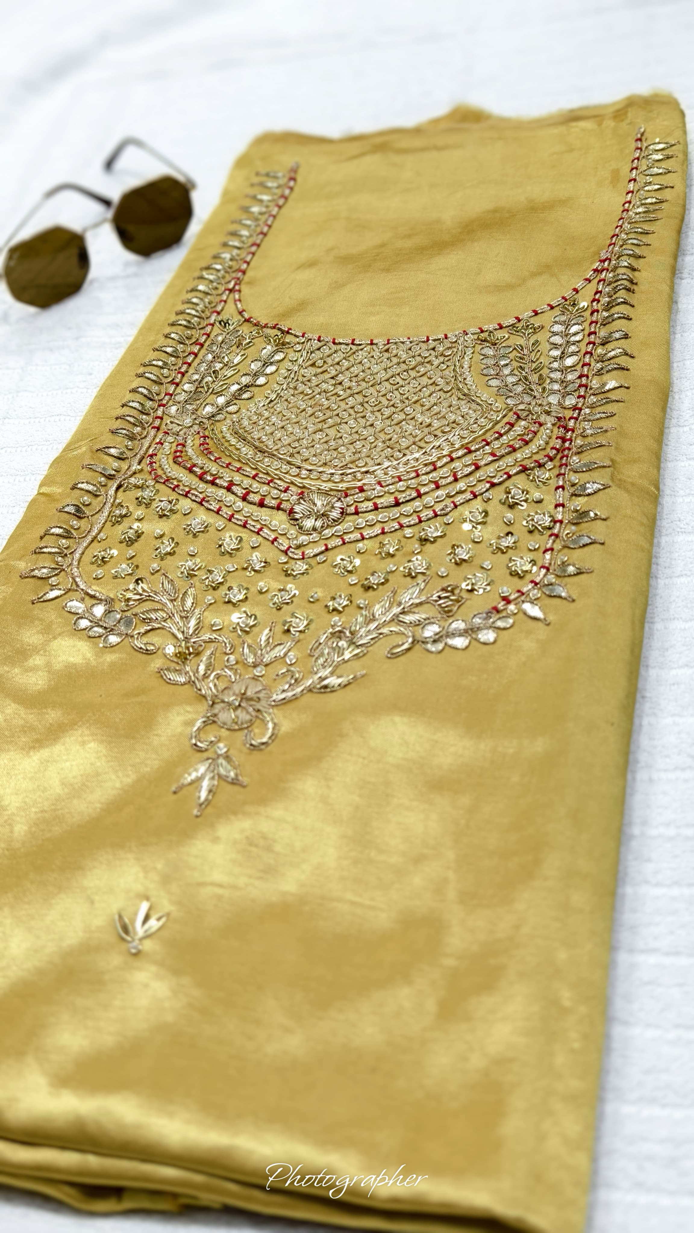 Pure Masru Gaji Silk Piece With Pearl Jardoshi Work
