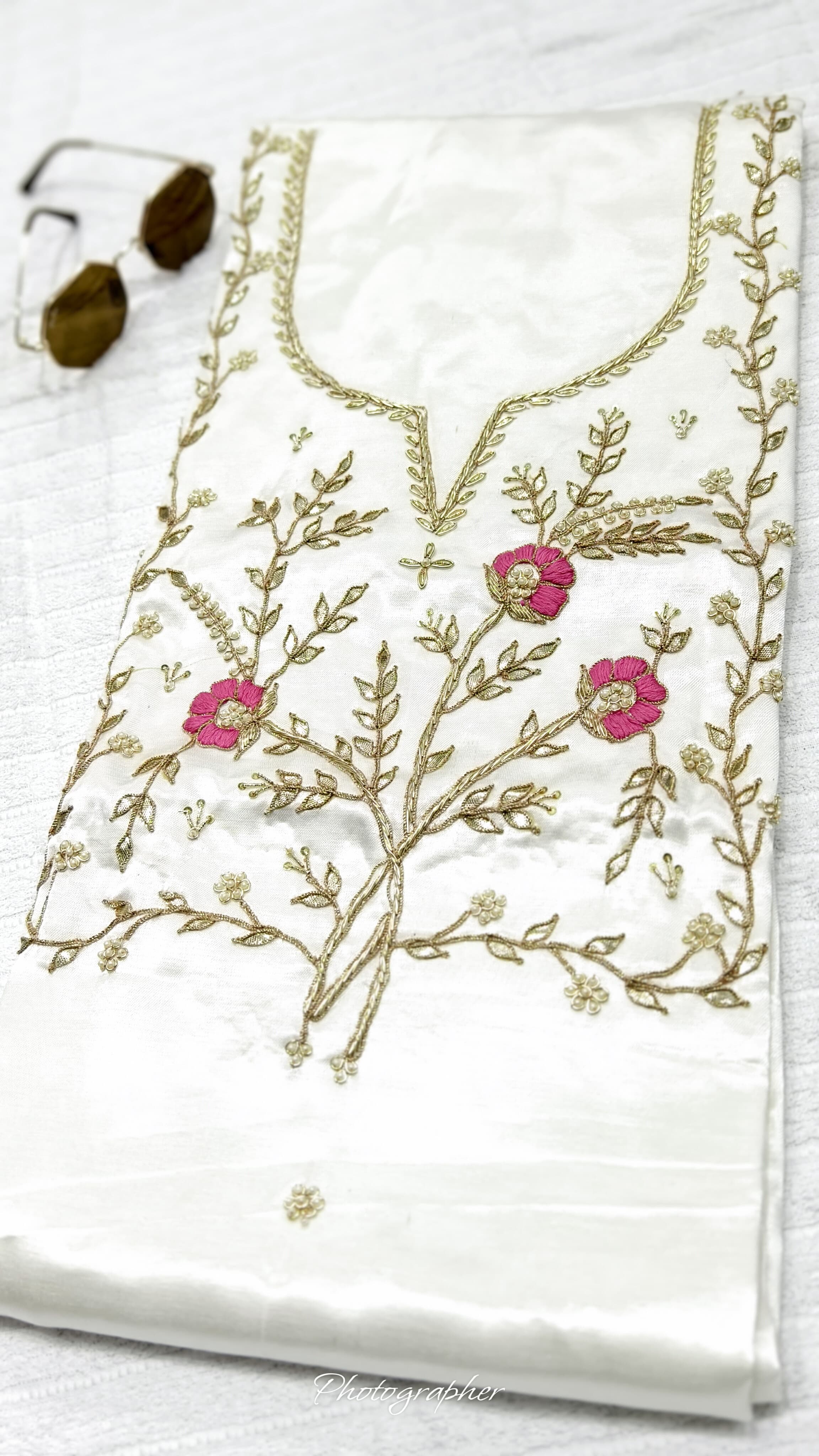 Pure Masru Gaji Silk Piece With Pearl Jardoshi Work