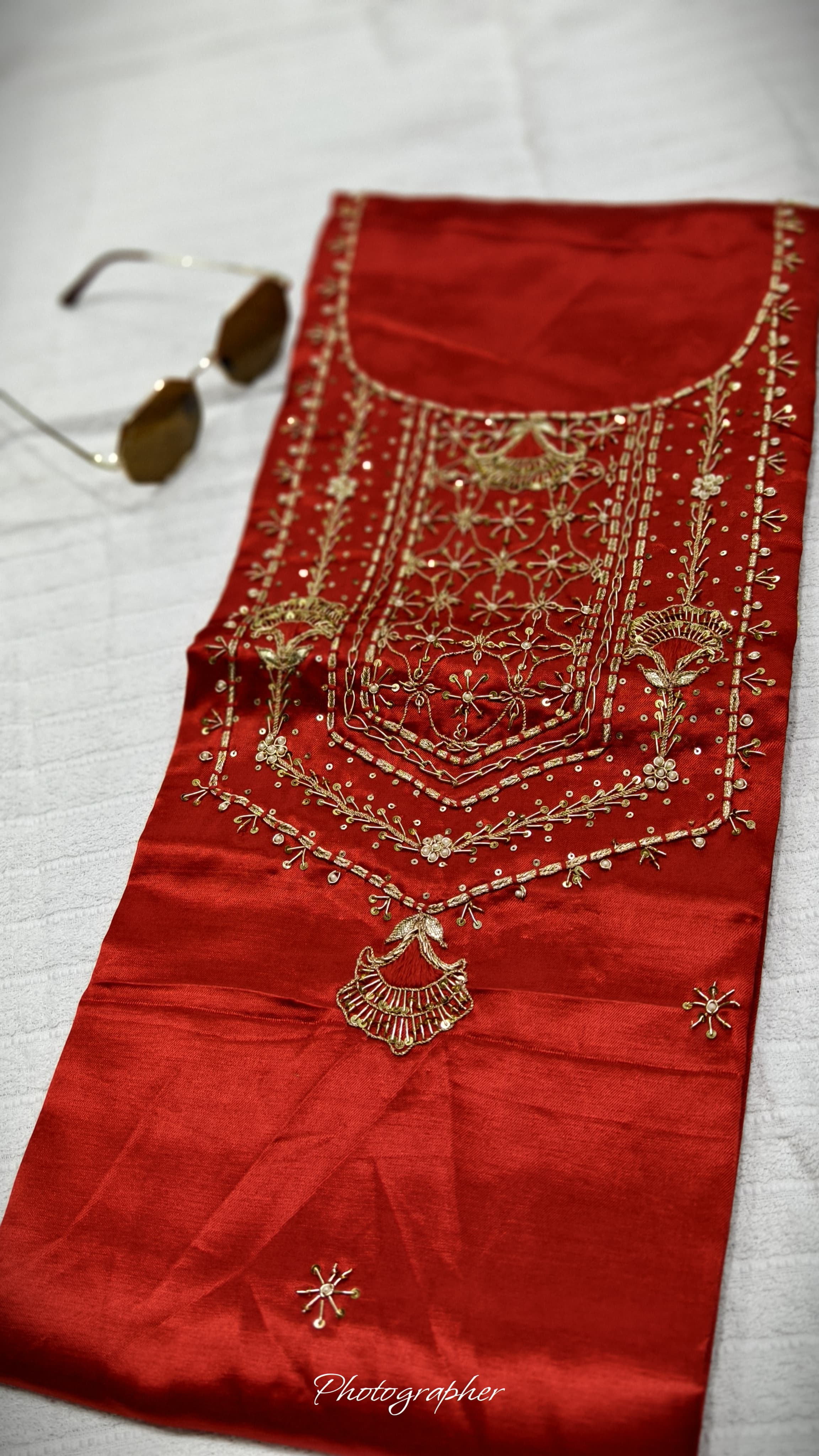 Pure Masru Gaji Silk Piece With Pearl Jardoshi Work