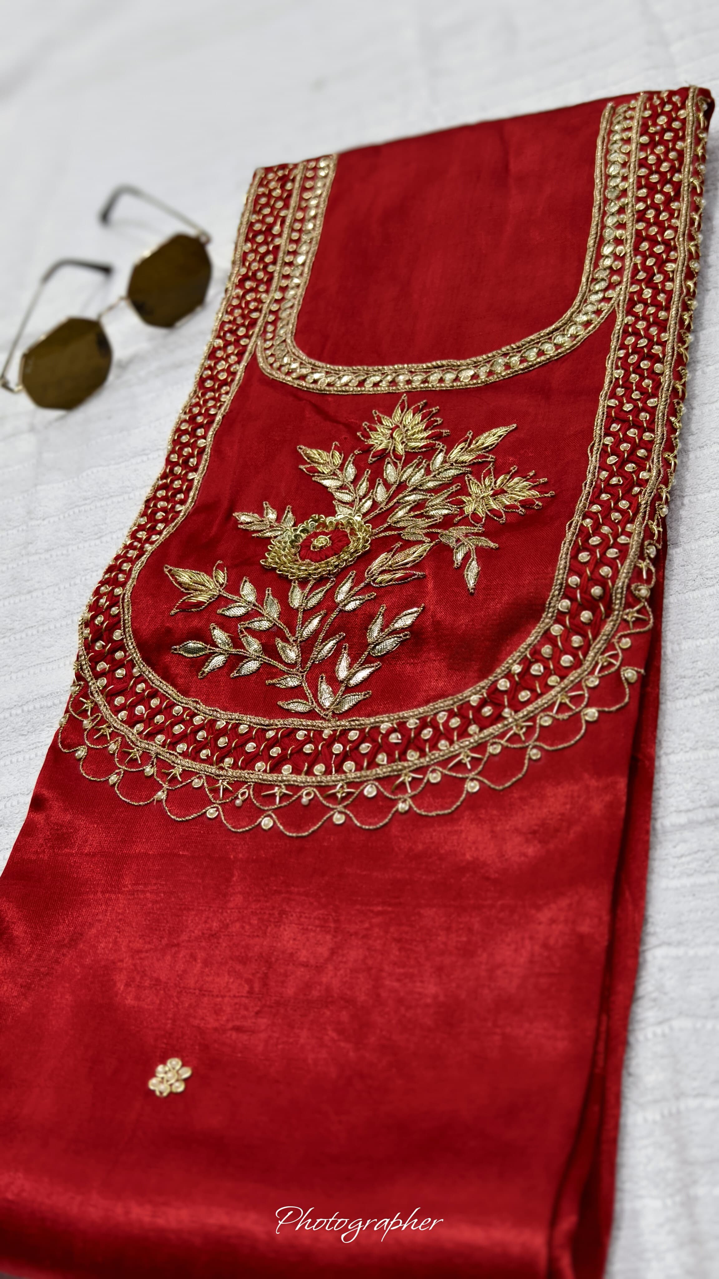 Pure Masru Gaji Silk Piece With Pearl Jardoshi Work