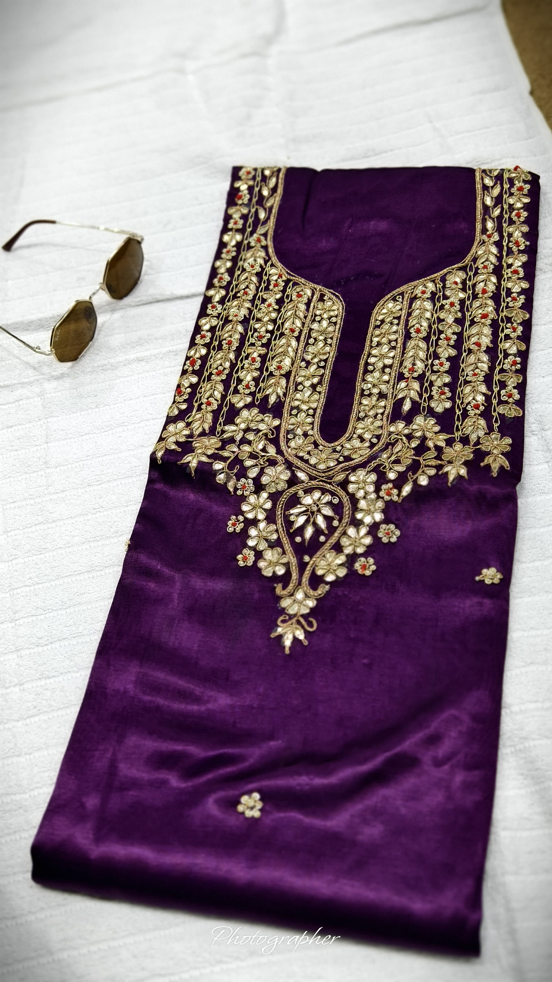 Pure Masru Gaji Silk Piece With Pearl Jardoshi Work