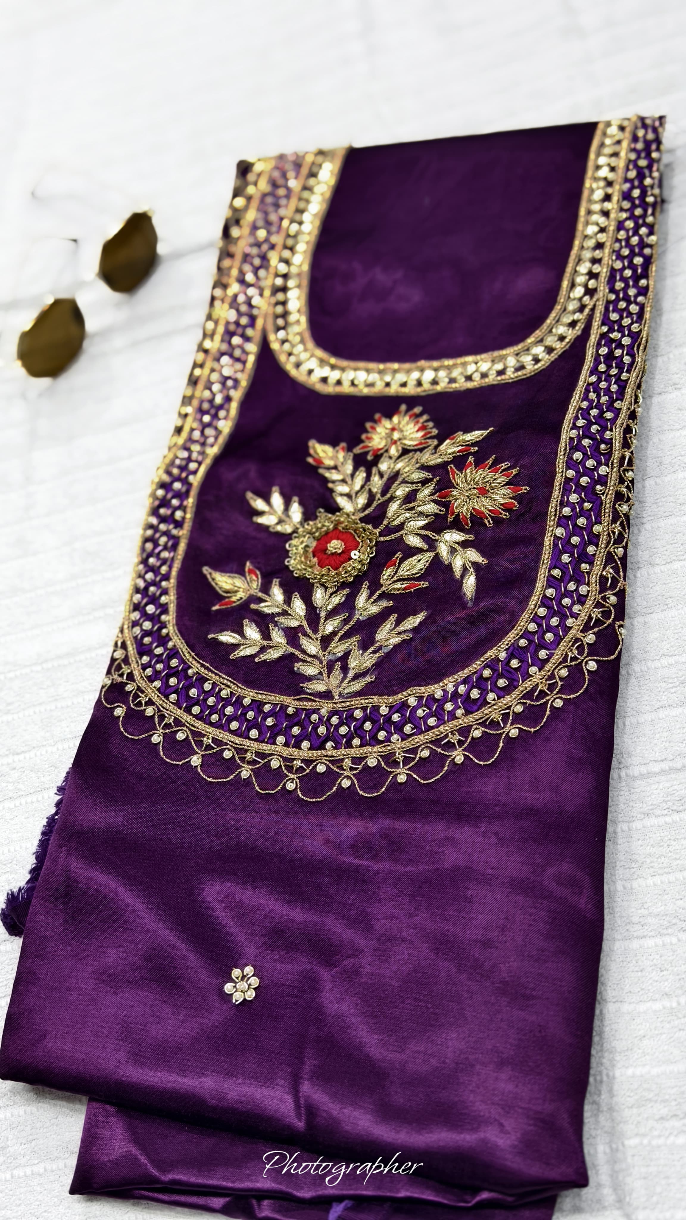 Pure Masru Gaji Silk Piece With Pearl Jardoshi Work