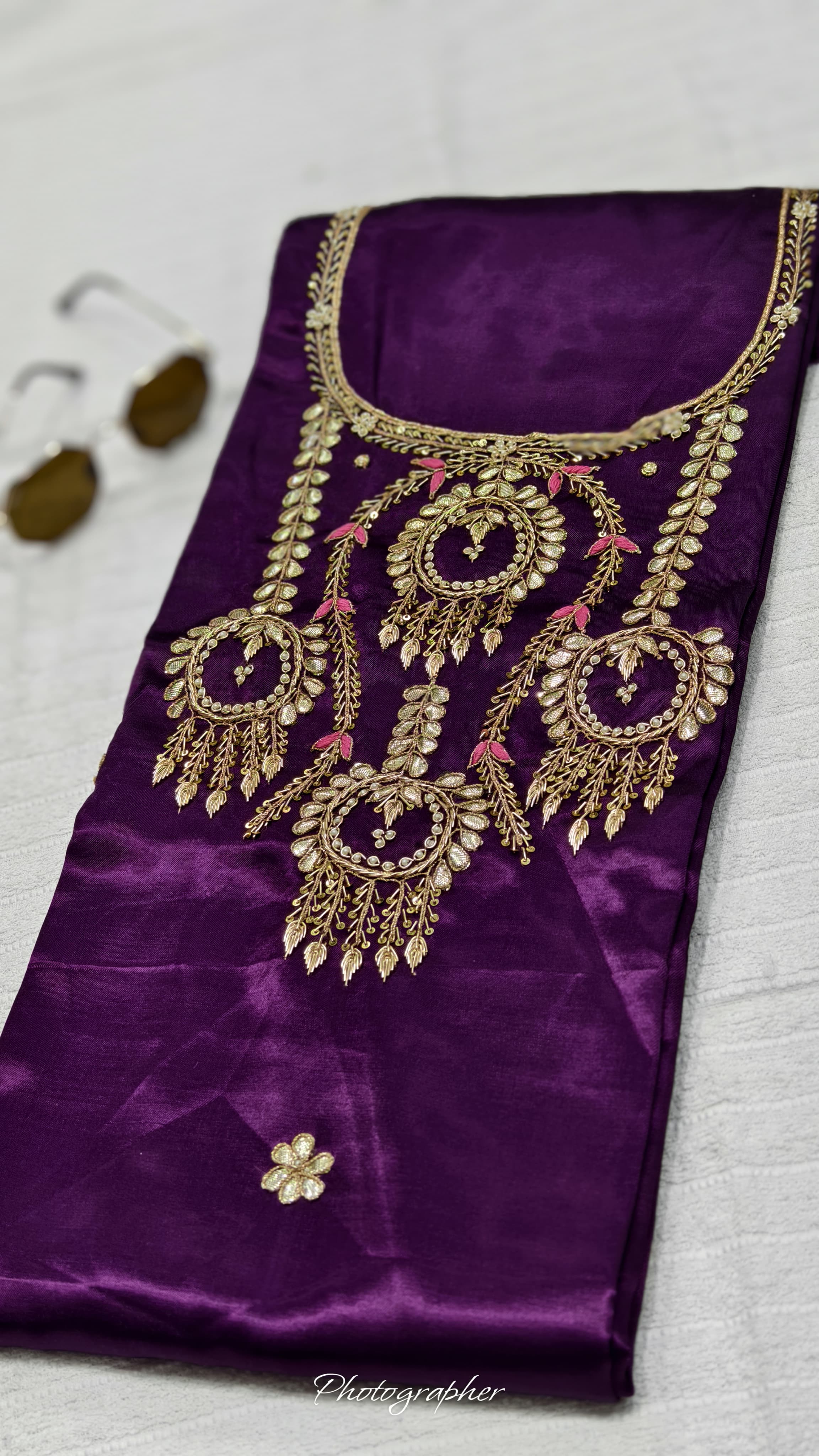 Pure Masru Gaji Silk Piece With Pearl Jardoshi Work
