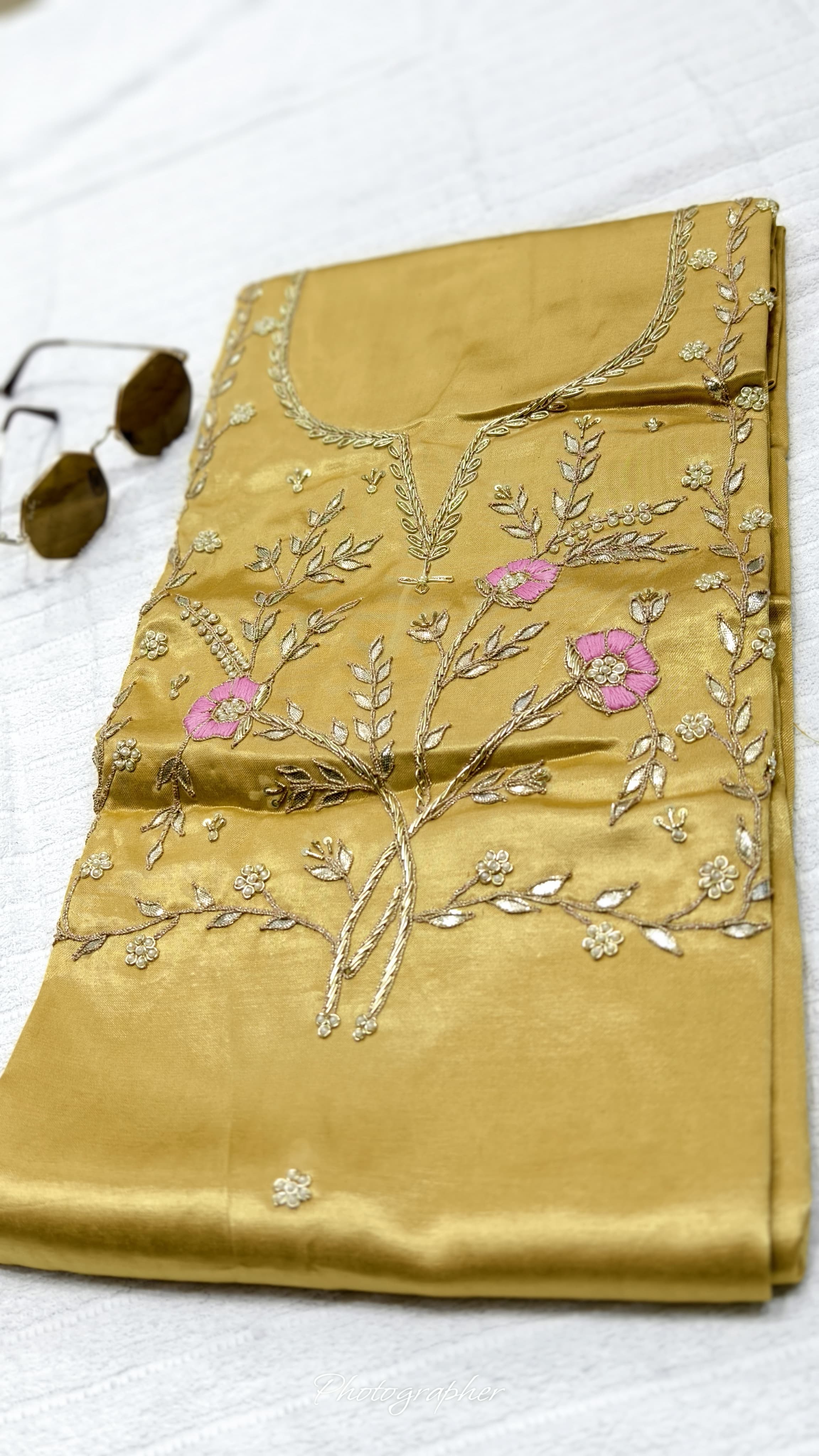 Pure Masru Gaji Silk Piece With Pearl Jardoshi Work