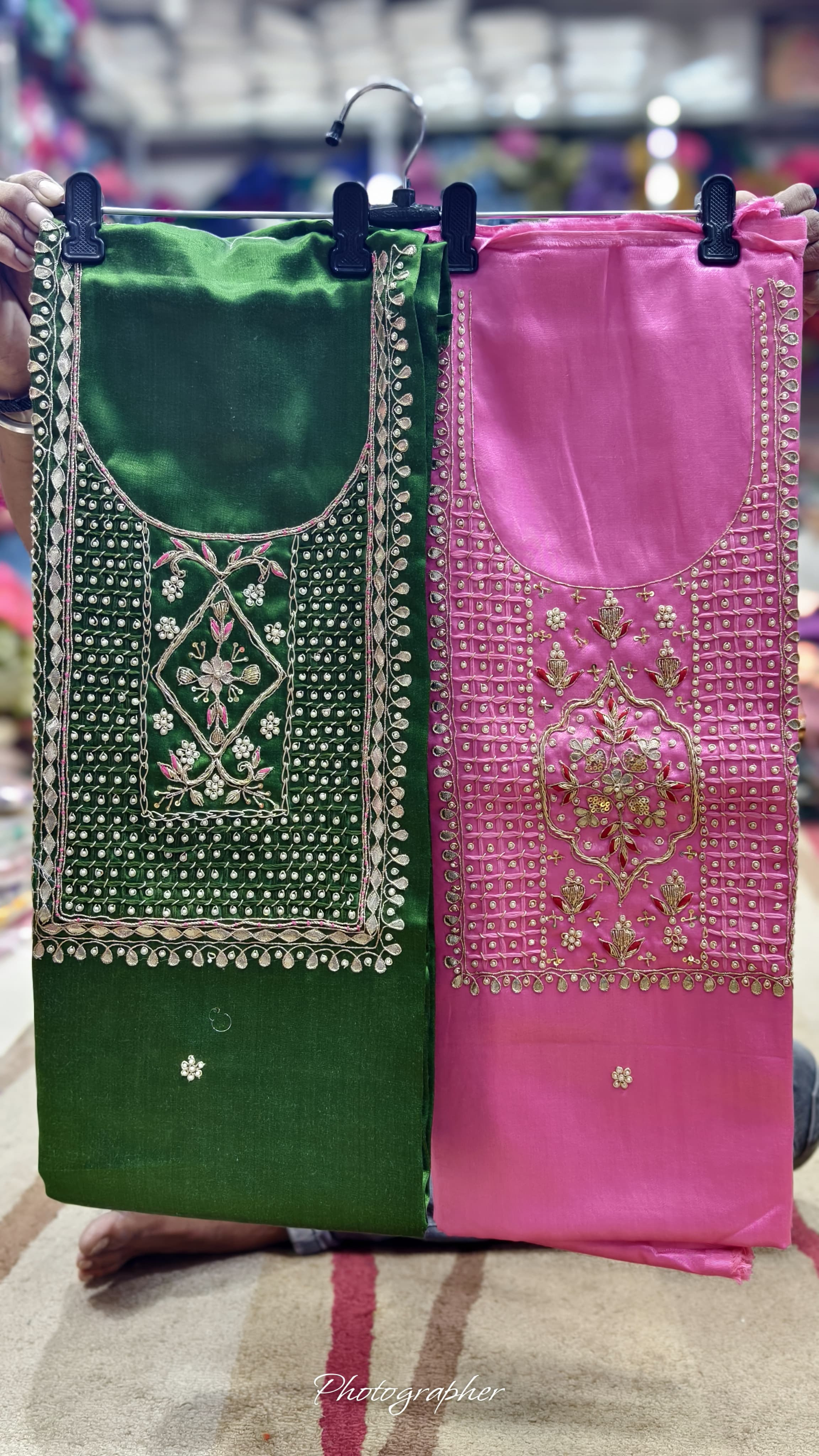 Pure Masru Gaji Silk Piece With Pearl Jardoshi Work