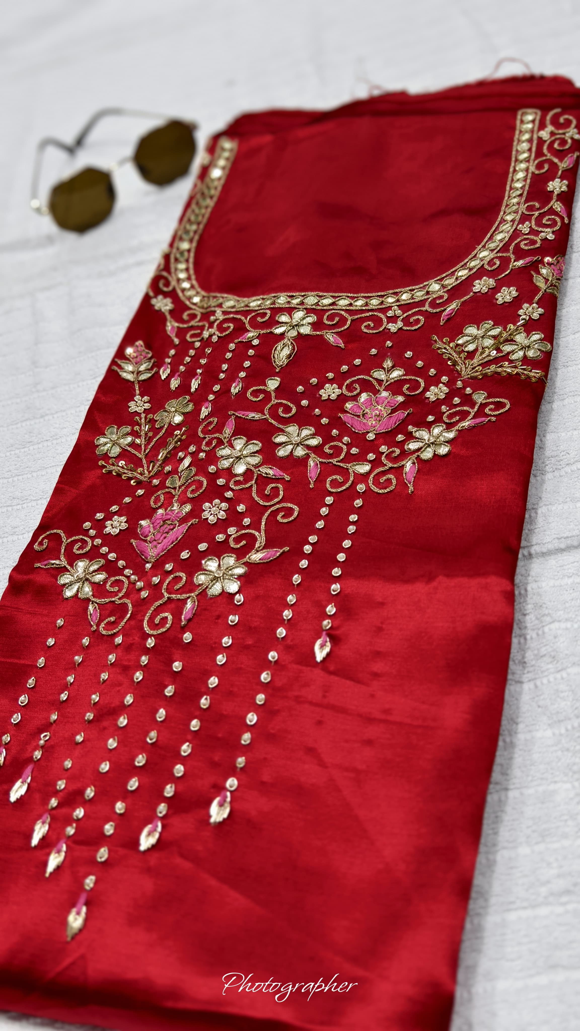 Pure Masru Gaji Silk Piece With Pearl Jardoshi Work