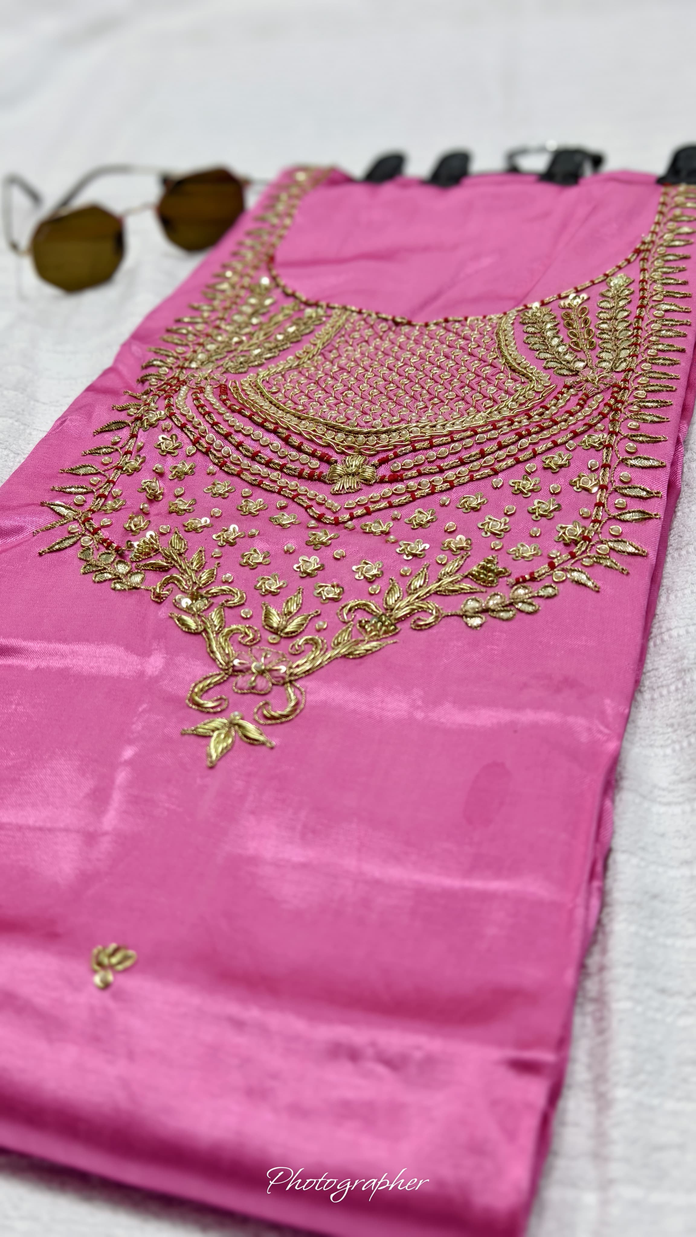 Pure Masru Gaji Silk Piece With Pearl Jardoshi Work