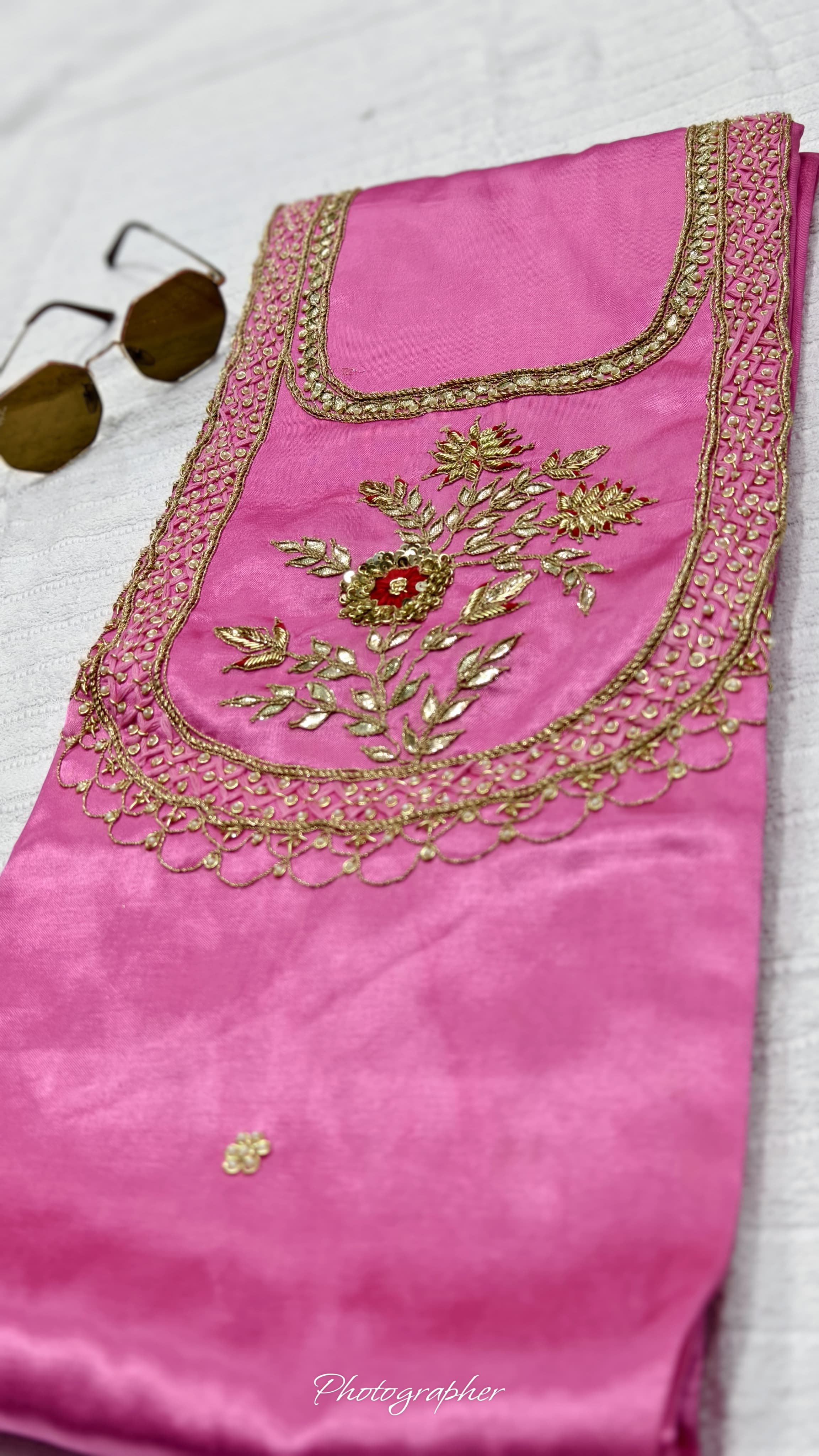 Pure Masru Gaji Silk Piece With Pearl Jardoshi Work