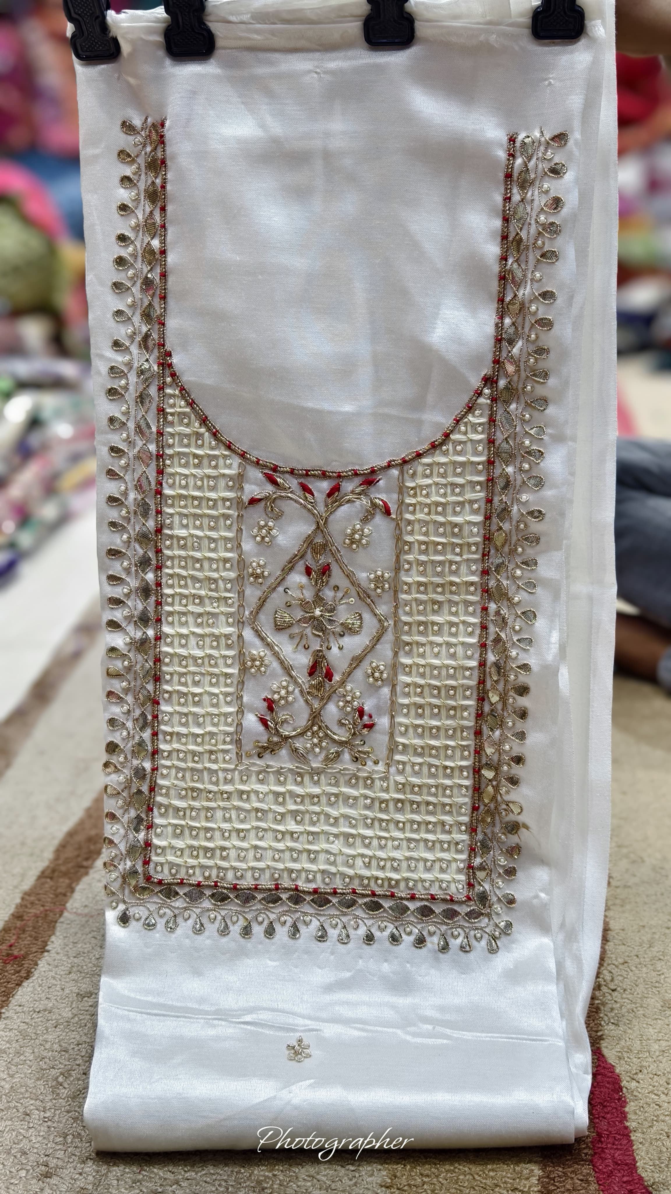 Pure Masru Gaji Silk Piece With Pearl Jardoshi Work