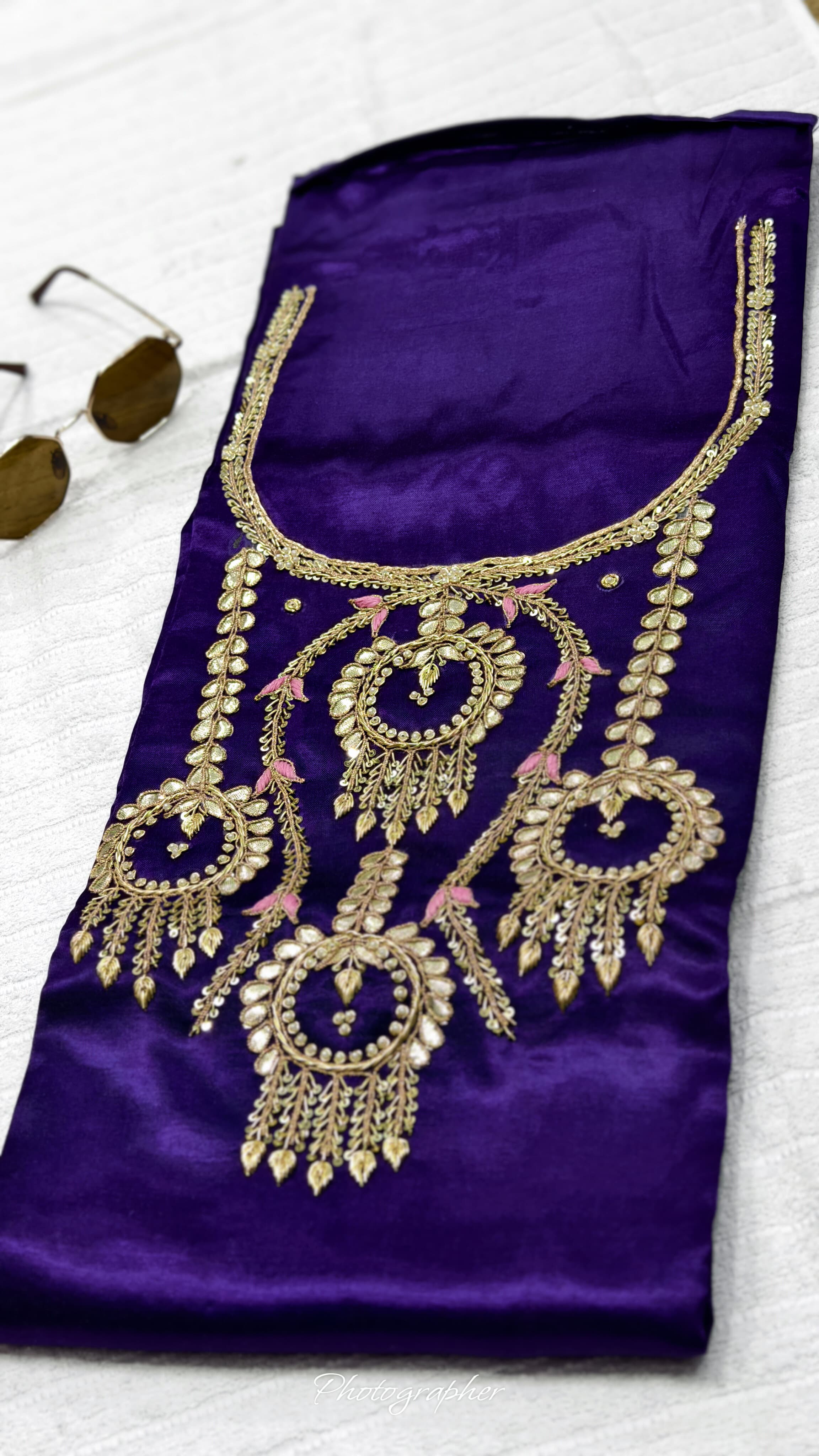 Pure Masru Gaji Silk Piece With Pearl Jardoshi Work