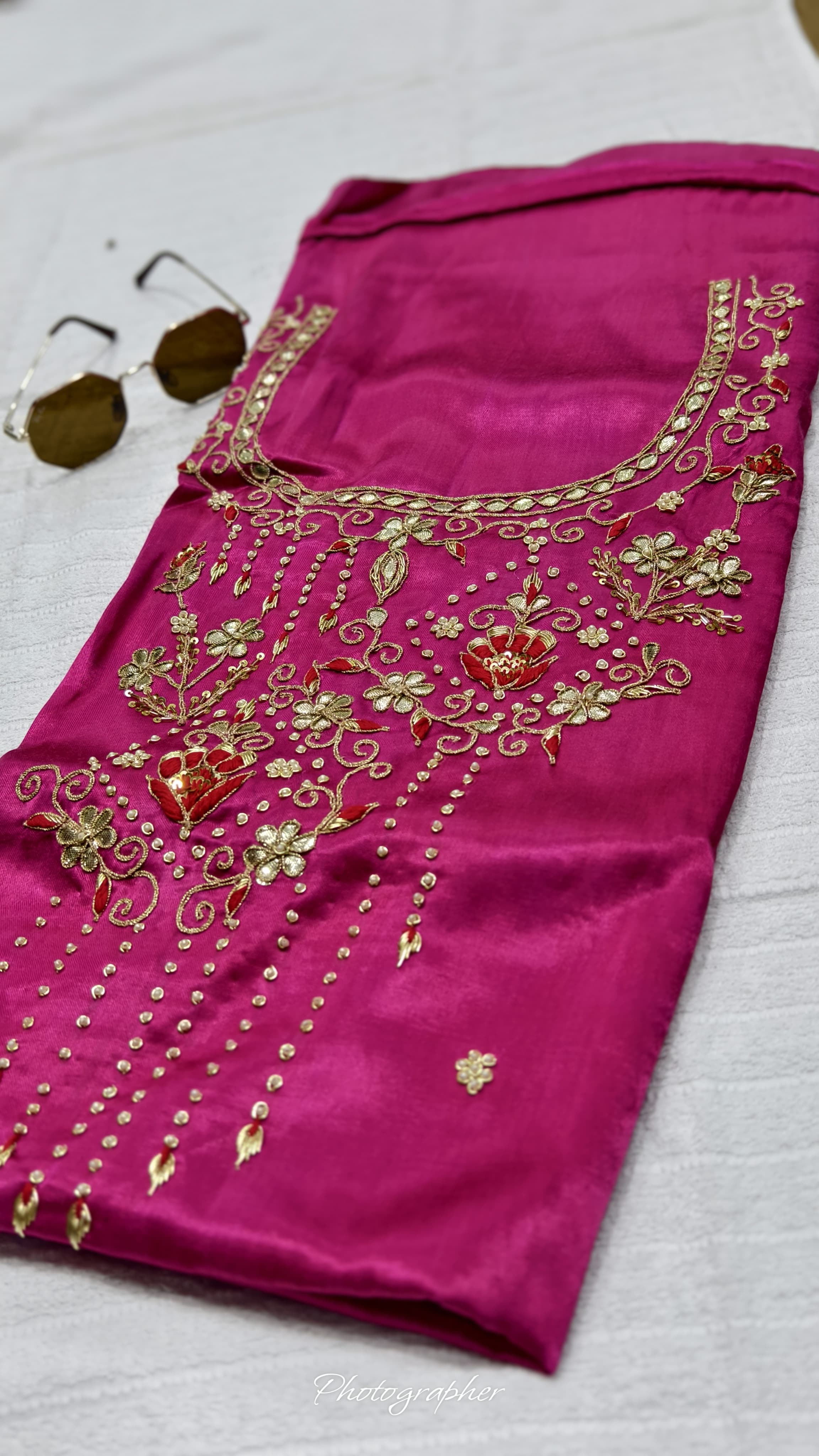Pure Masru Gaji Silk Piece With Pearl Jardoshi Work