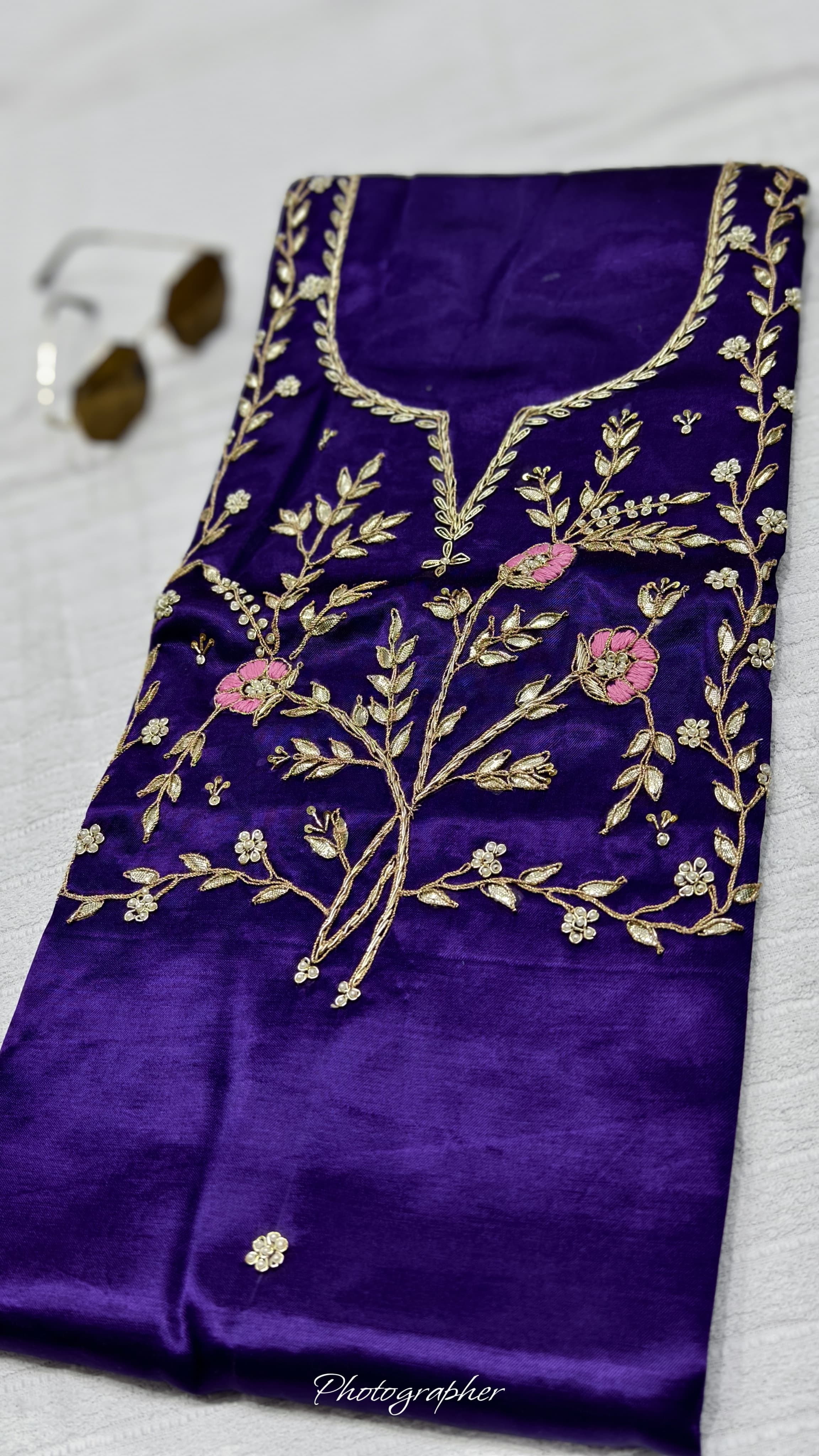 Pure Masru Gaji Silk Piece With Pearl Jardoshi Work