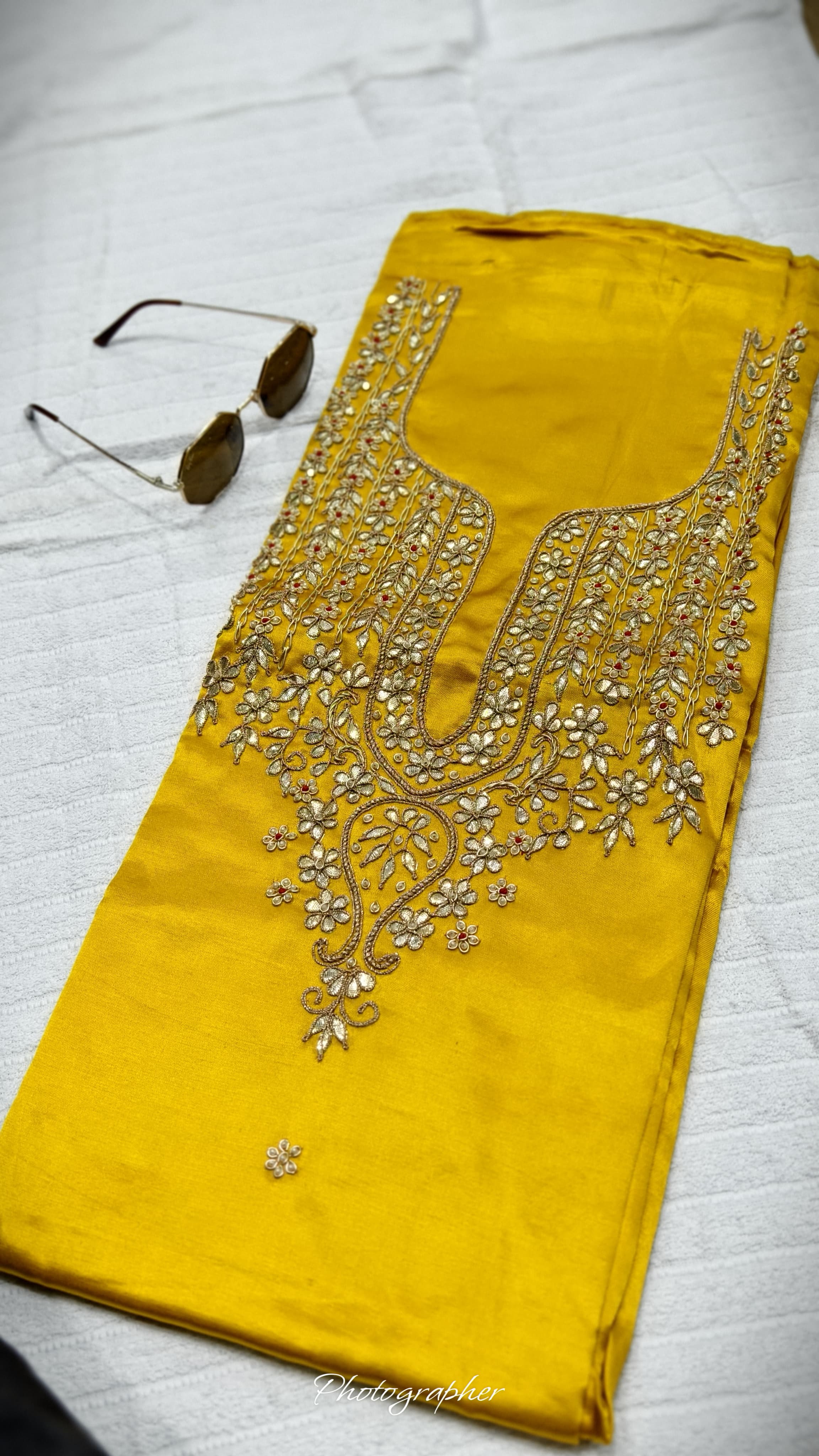Pure Masru Gaji Silk Piece With Pearl Jardoshi Work