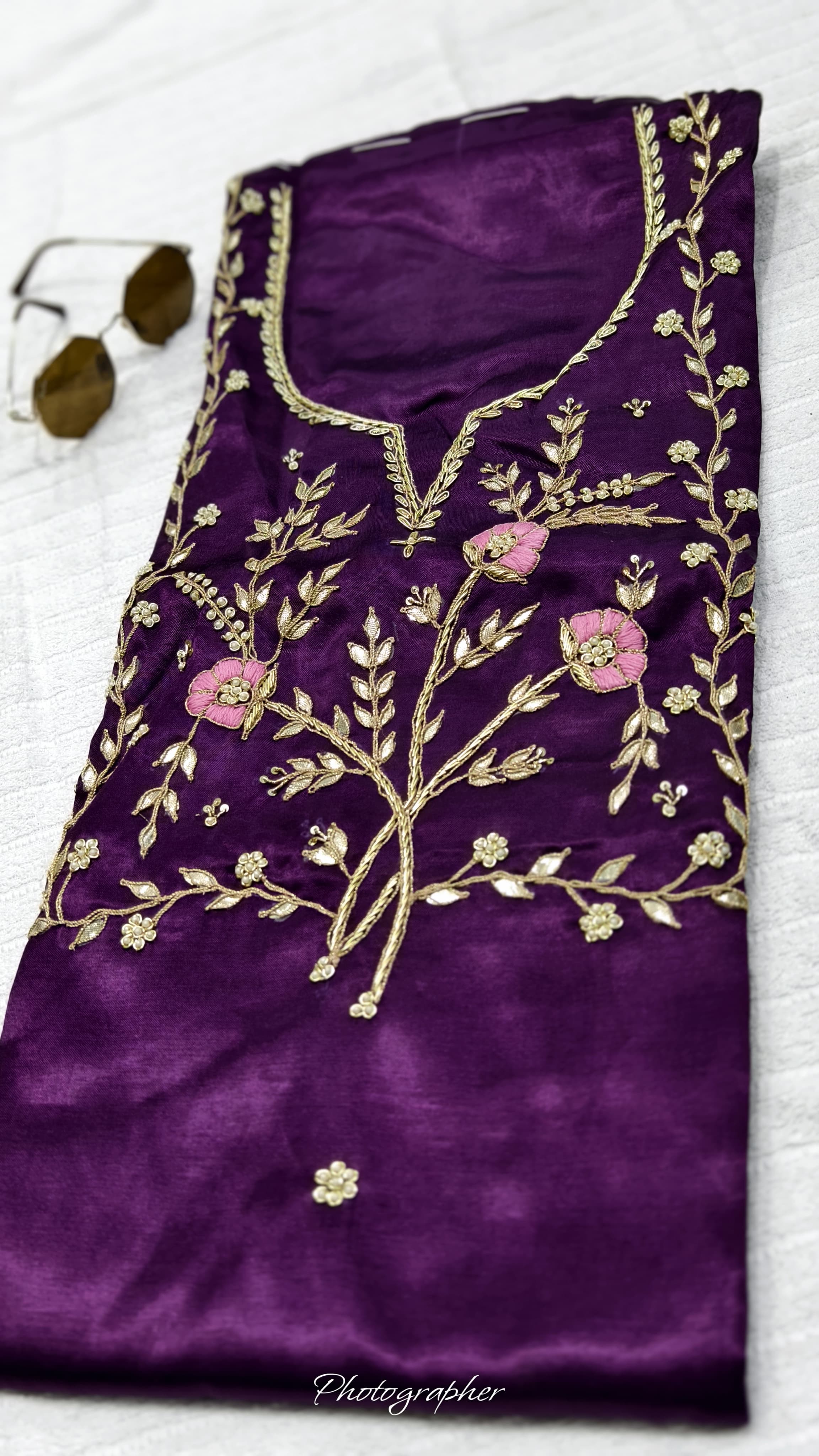 Pure Masru Gaji Silk Piece With Pearl Jardoshi Work