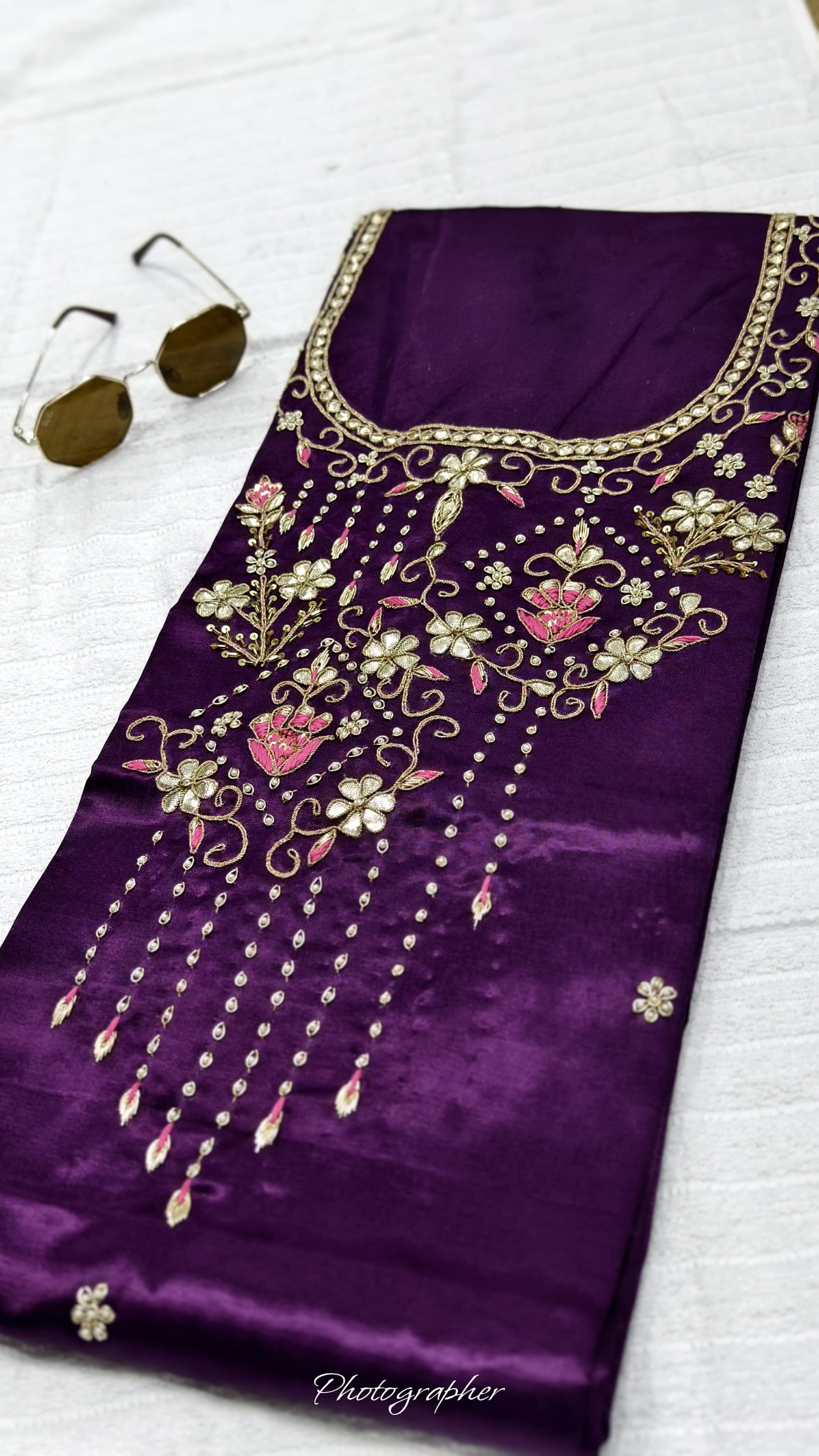 Pure Masru Gaji Silk Piece With Pearl Jardoshi Work