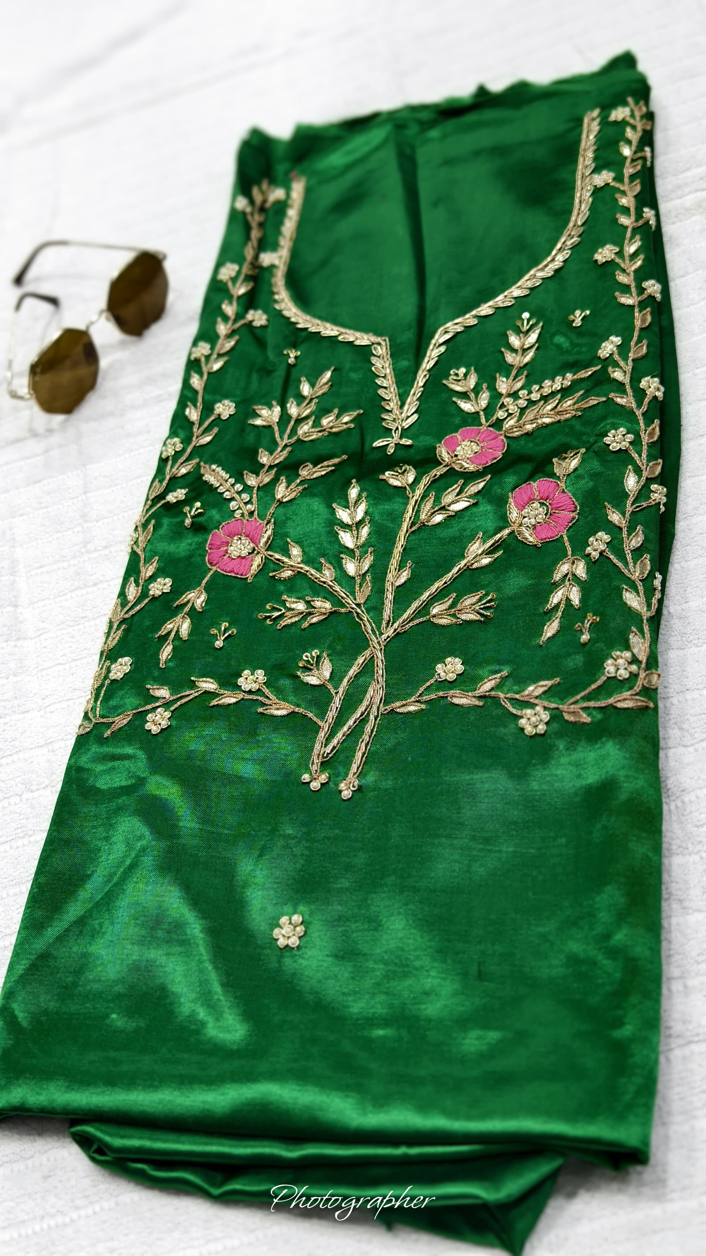 Pure Masru Gaji Silk Piece With Pearl Jardoshi Work