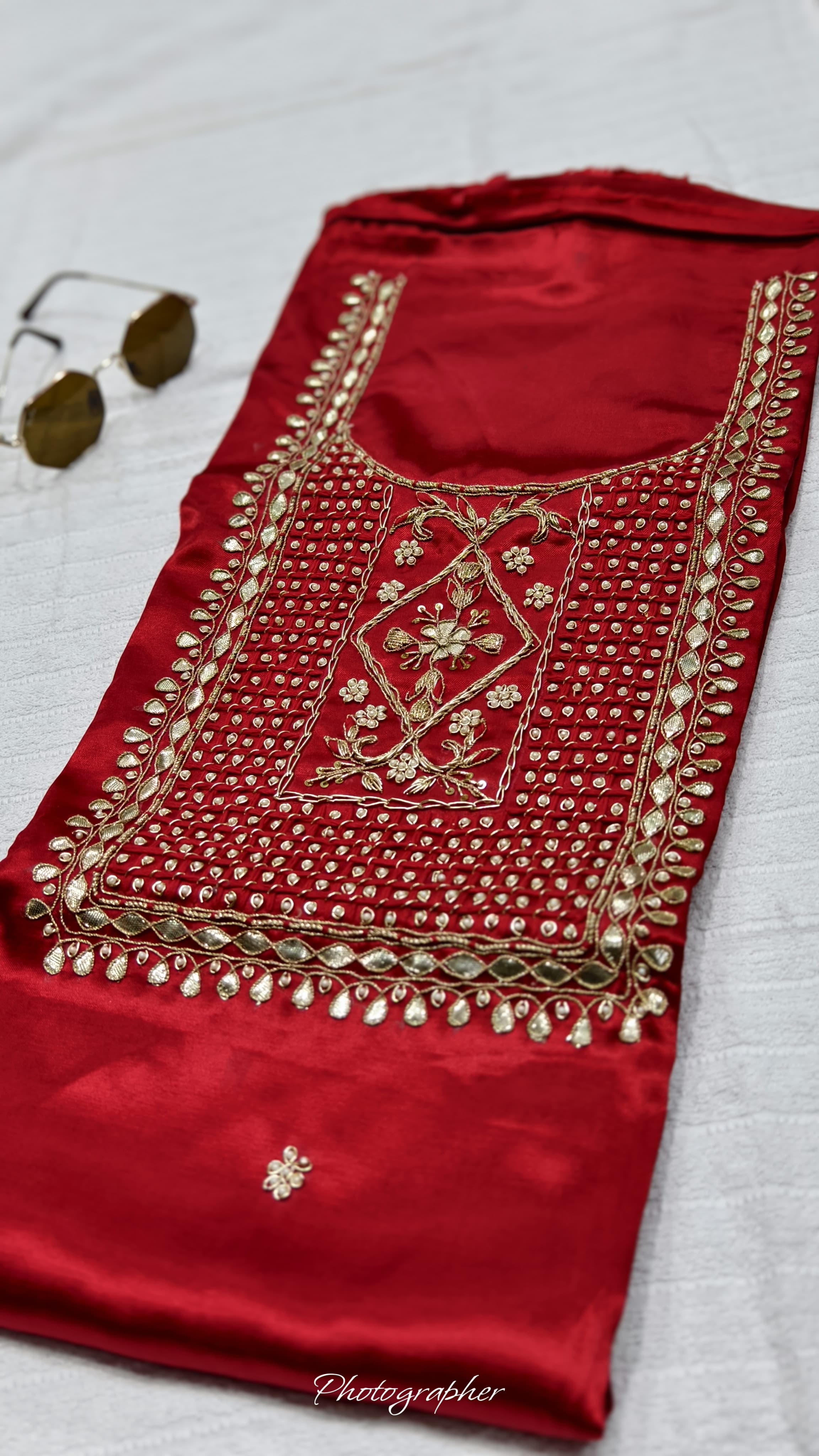 Pure Masru Gaji Silk Piece With Pearl Jardoshi Work