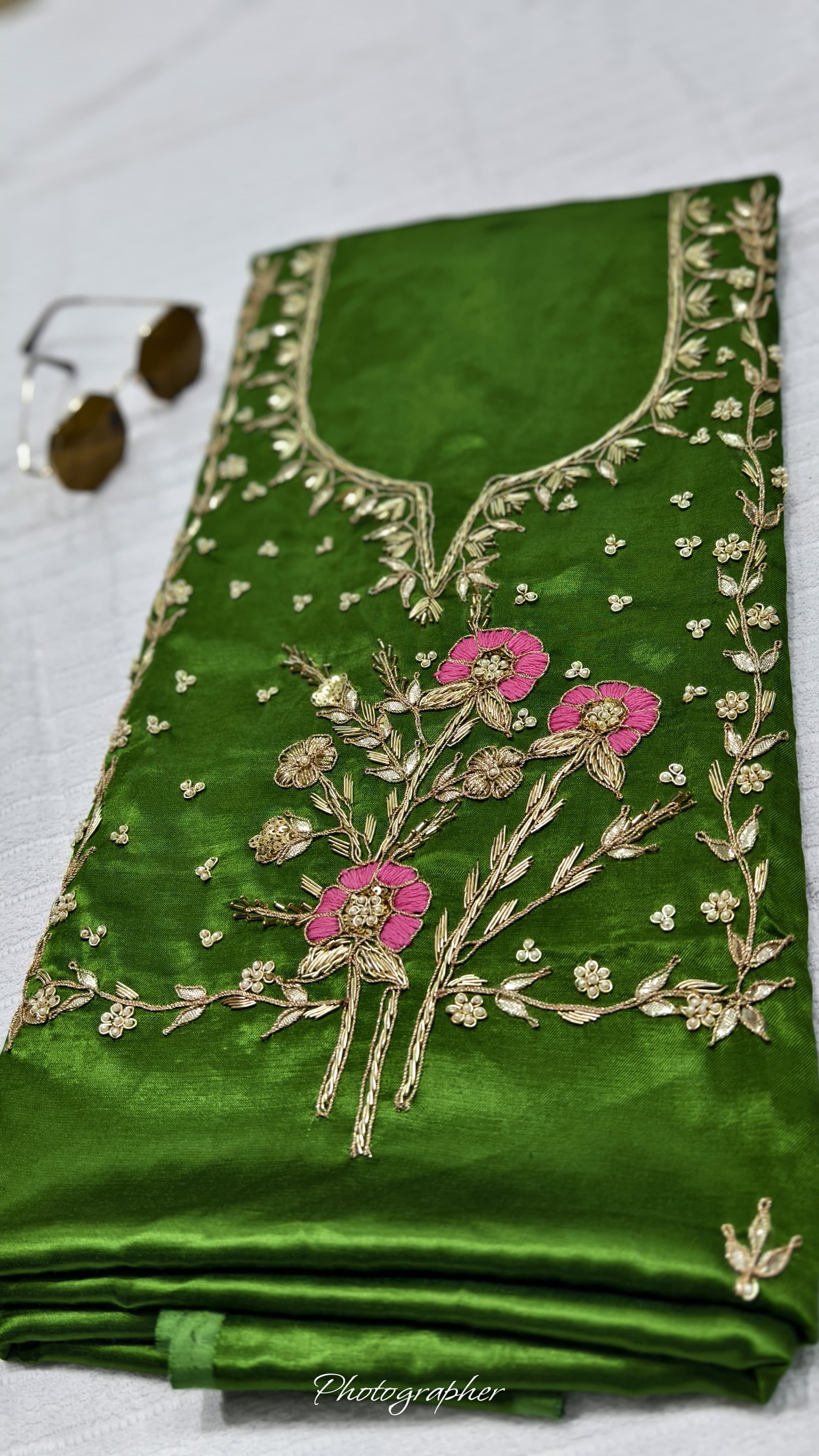 Pure Masru Gaji Silk Piece With Pearl Jardoshi Work