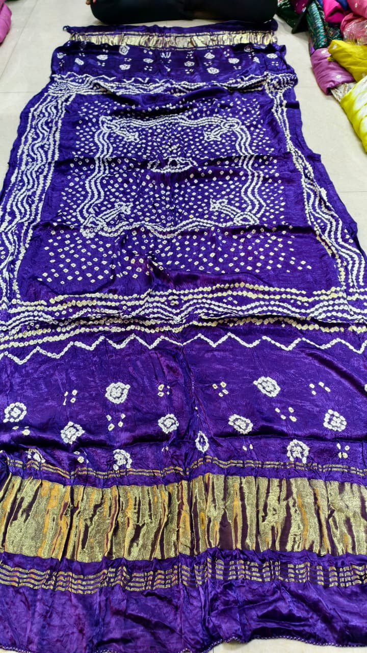 Pure Modal Gaji Silk Hand Bandej Allover Dupatta with Lagdi Patta