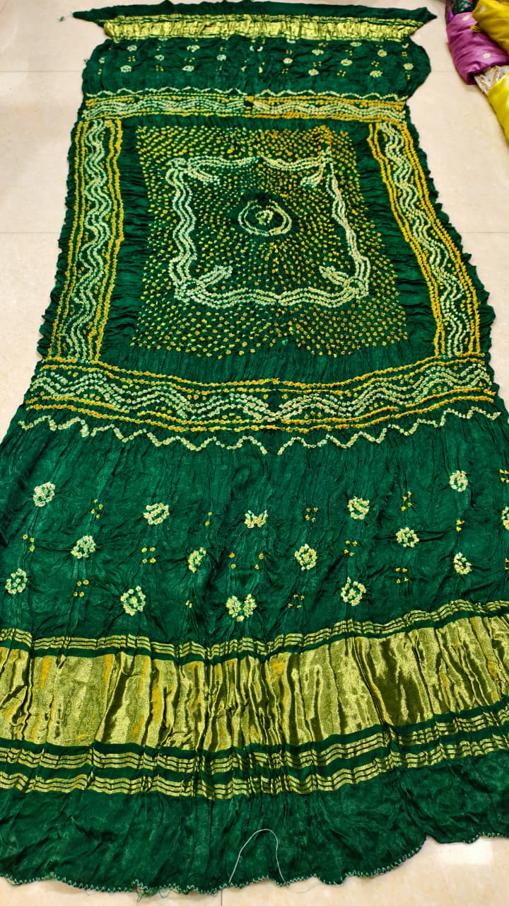 Pure Modal Gaji Silk Hand Bandej Allover Dupatta with Lagdi Patta