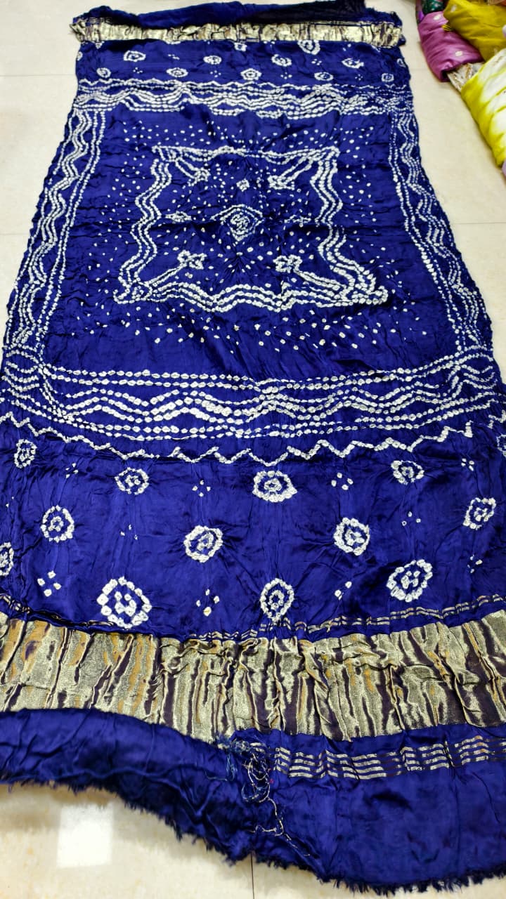 Pure Modal Gaji Silk Hand Bandej Allover Dupatta with Lagdi Patta