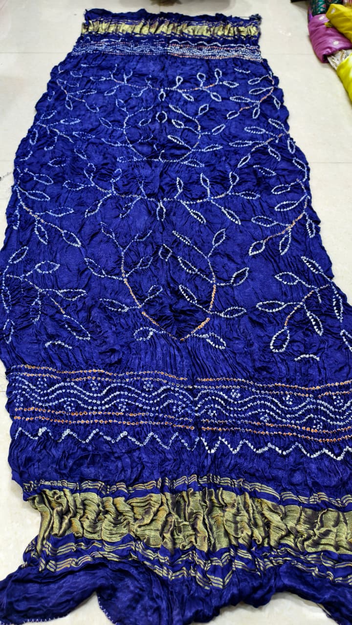 Pure Modal Gaji Silk Hand Bandej Allover Dupatta with Lagdi Patta