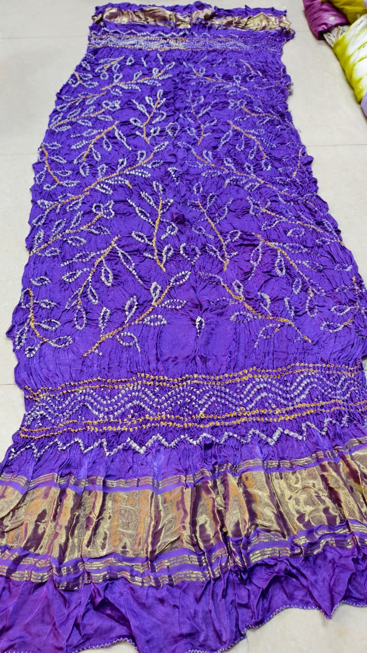 Pure Modal Gaji Silk Hand Bandej Allover Dupatta with Lagdi Patta