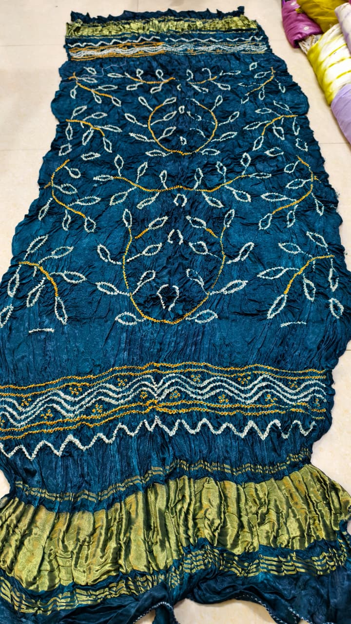 Pure Modal Gaji Silk Hand Bandej Allover Dupatta with Lagdi Patta