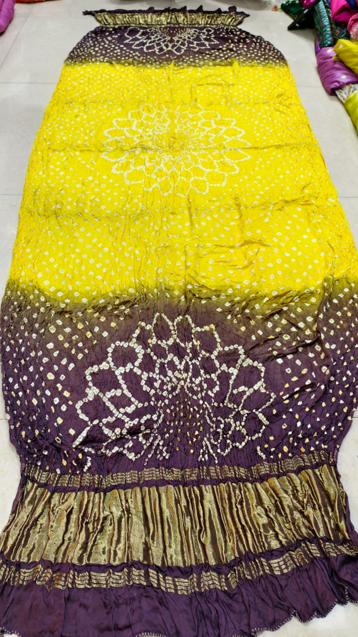 Pure Modal Gaji Silk Hand Bandej Allover Dupatta with Lagdi Patta