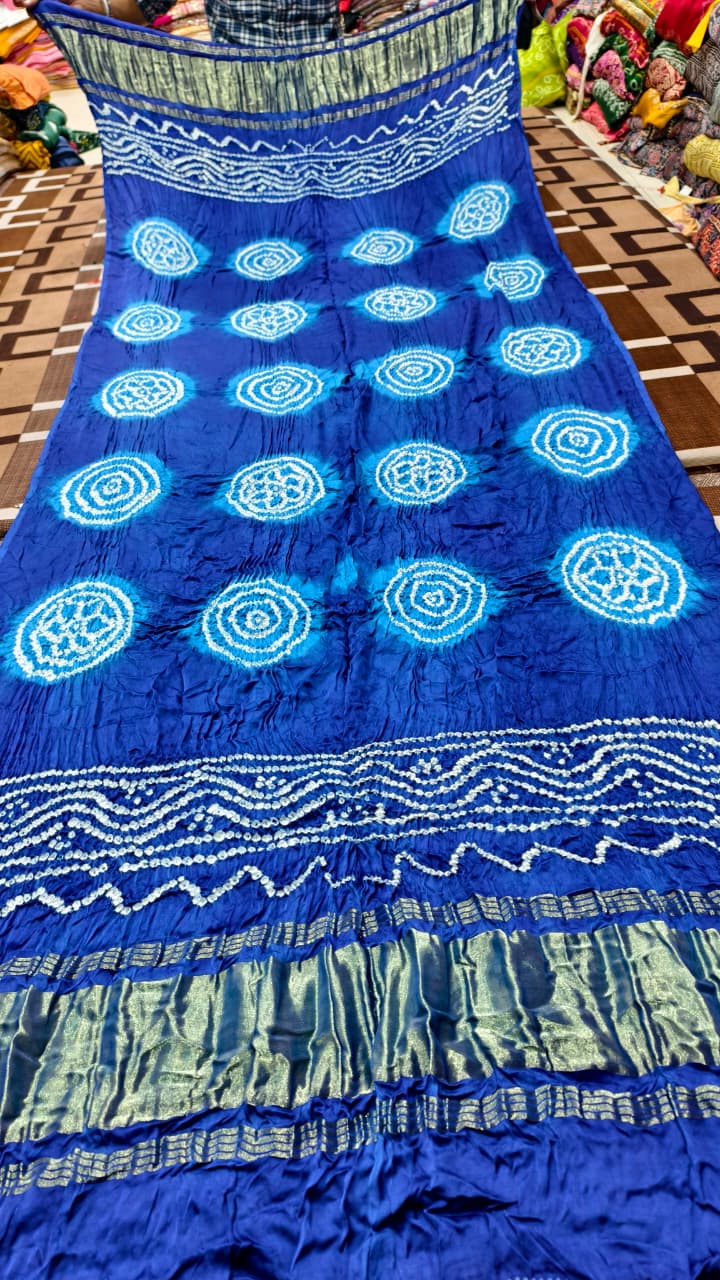 Pure Modal Gaji Silk Hand Bandej Dupatta with Lagdi Patta