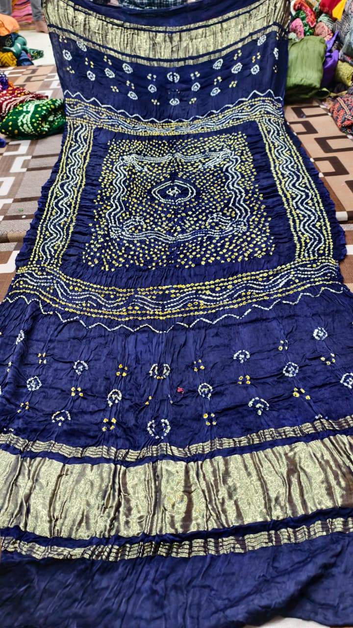 Pure Modal Gaji Silk Hand Bandej Dupatta with Lagdi Patta