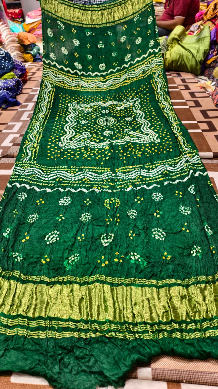 Pure Modal Gaji Silk Hand Bandej Dupatta with Lagdi Patta