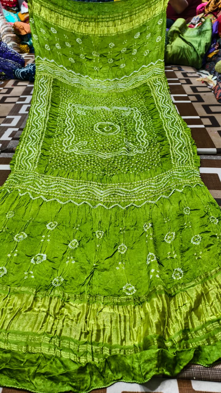 Pure Modal Gaji Silk Hand Bandej Dupatta with Lagdi Patta