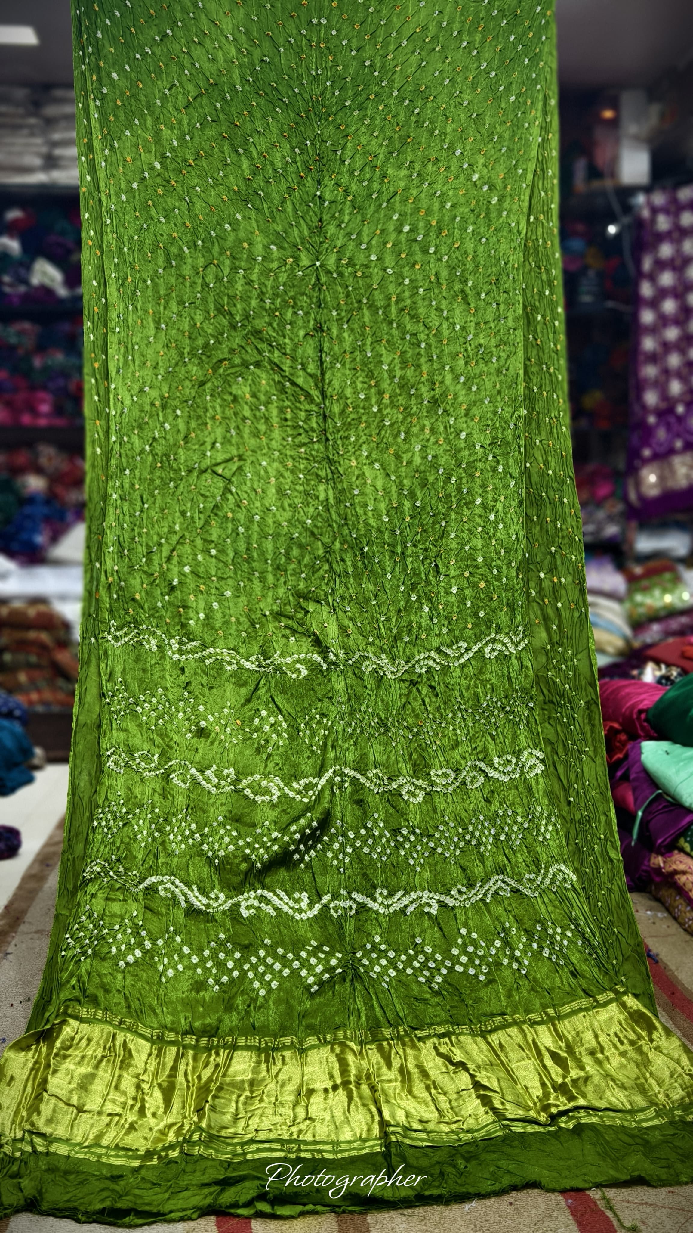 Pure Modal Gaji Silk Hand Bandej Saree With Pallu & Blouse Bandej