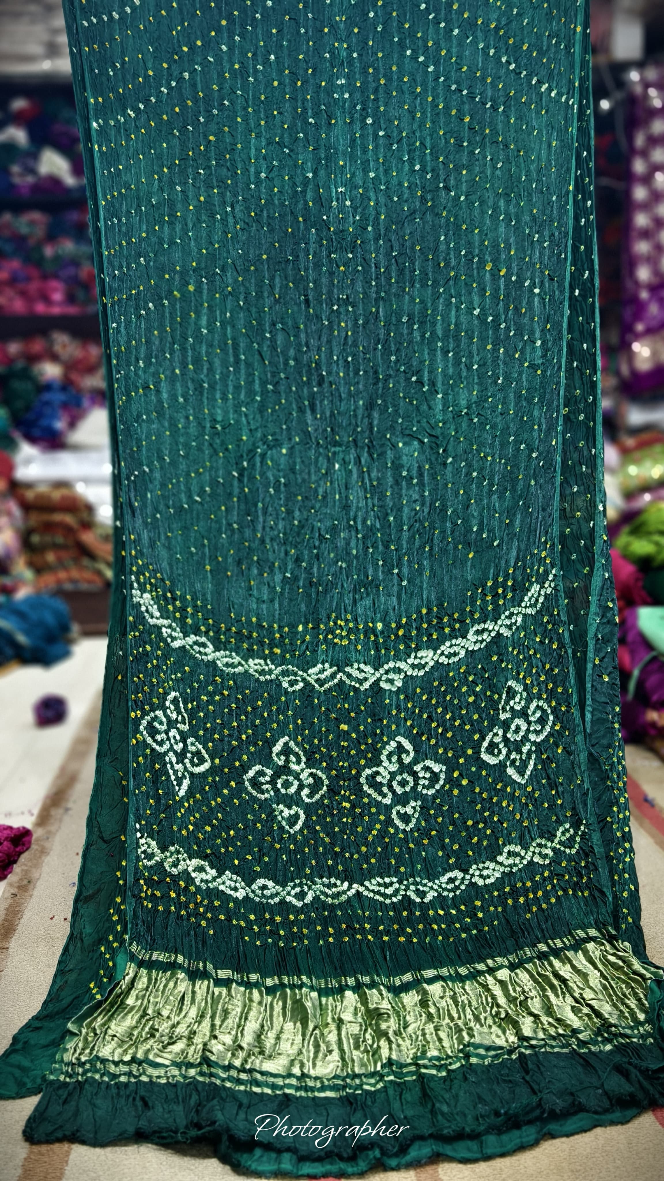 Pure Modal Gaji Silk Hand Bandej Saree With Pallu & Blouse Bandej