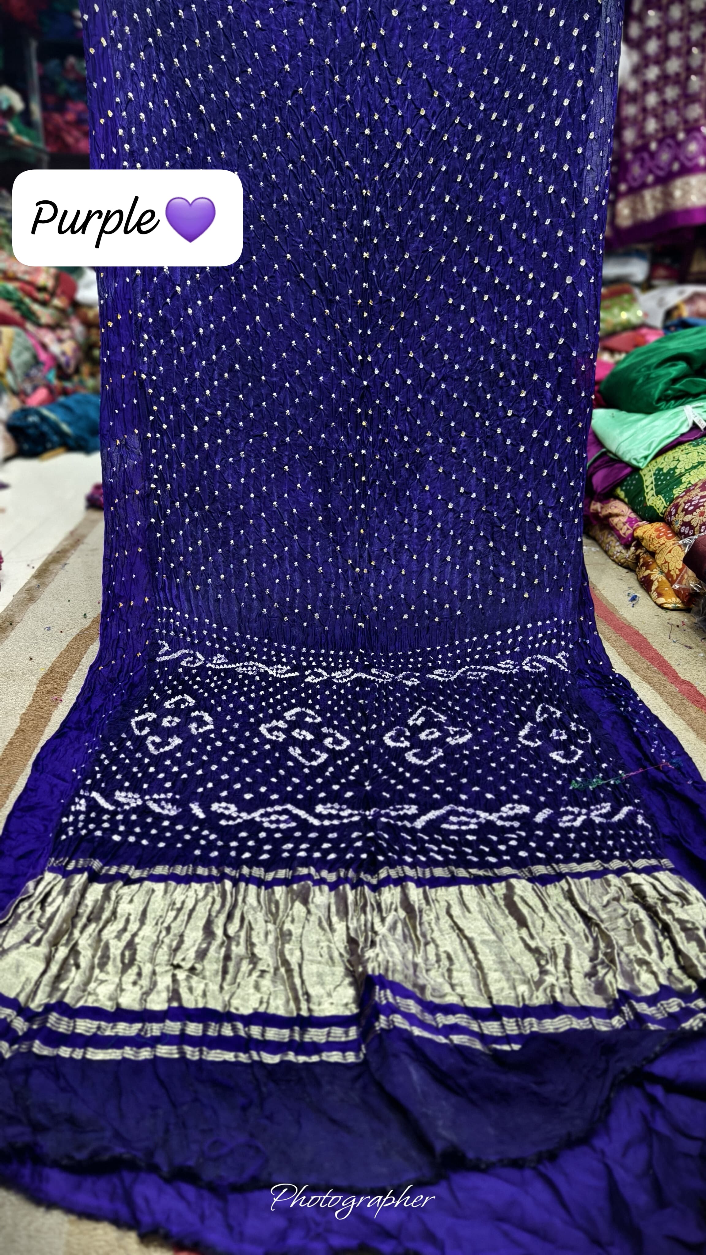 Pure Modal Gaji Silk Hand Bandej Saree With Pallu & Blouse Bandej