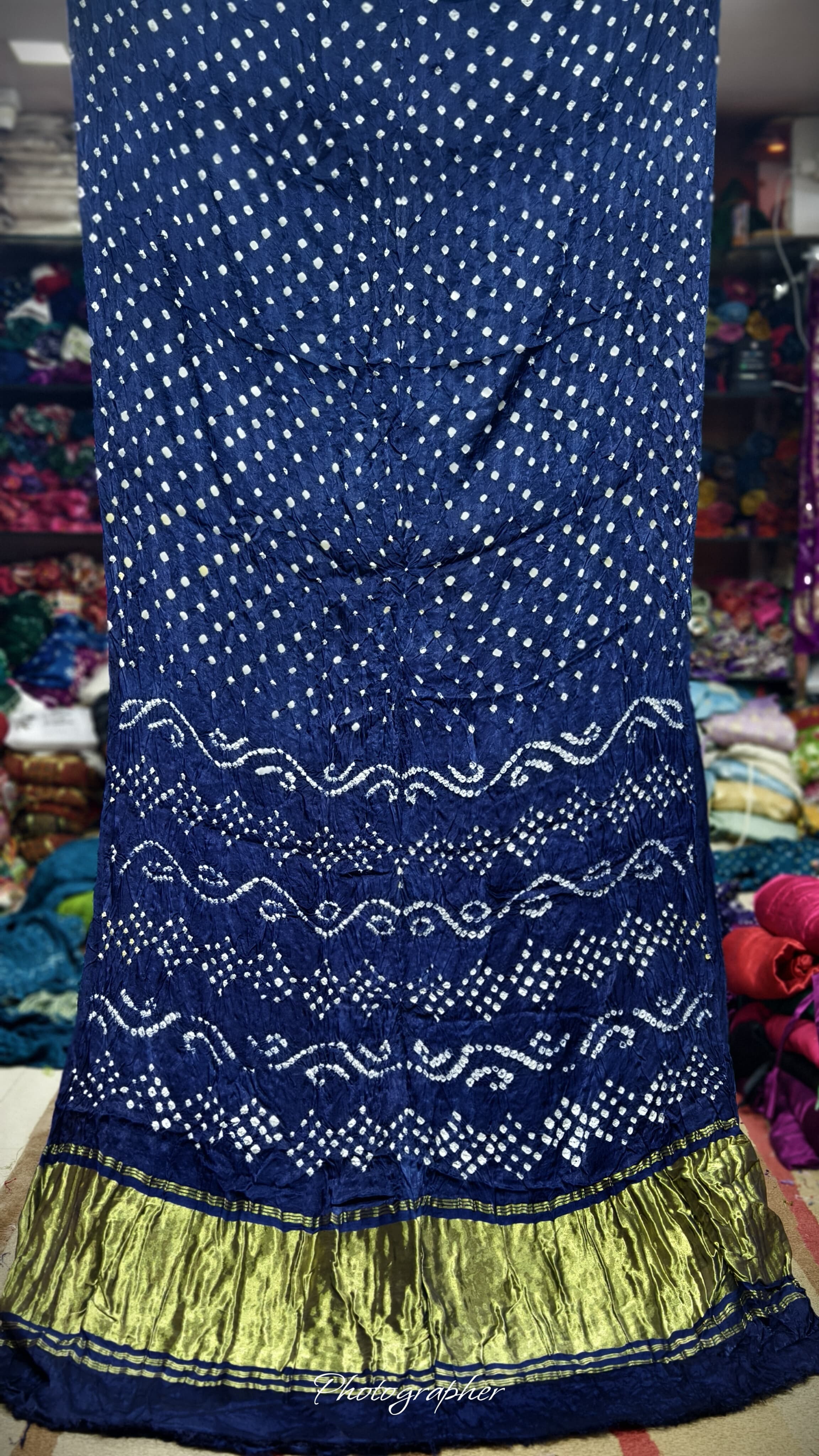 Pure Modal Gaji Silk Hand Bandej Saree With Pallu & Blouse Bandej