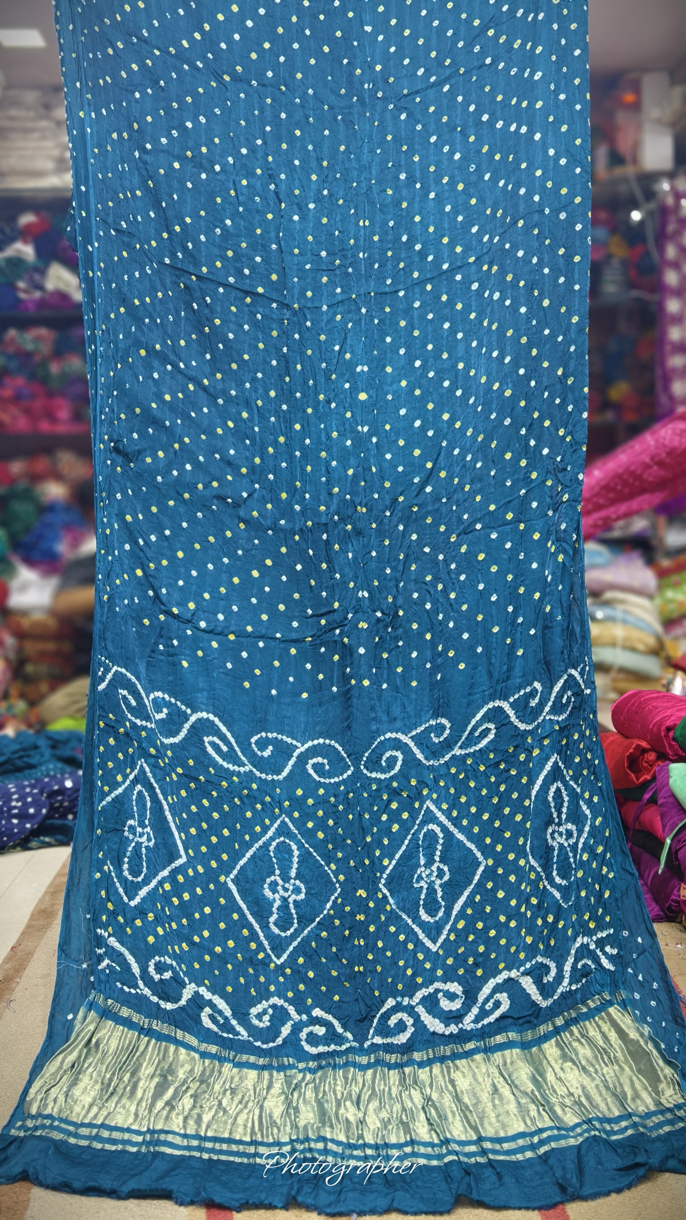 Pure Modal Gaji Silk Hand Bandej Saree With Pallu & Blouse Bandej