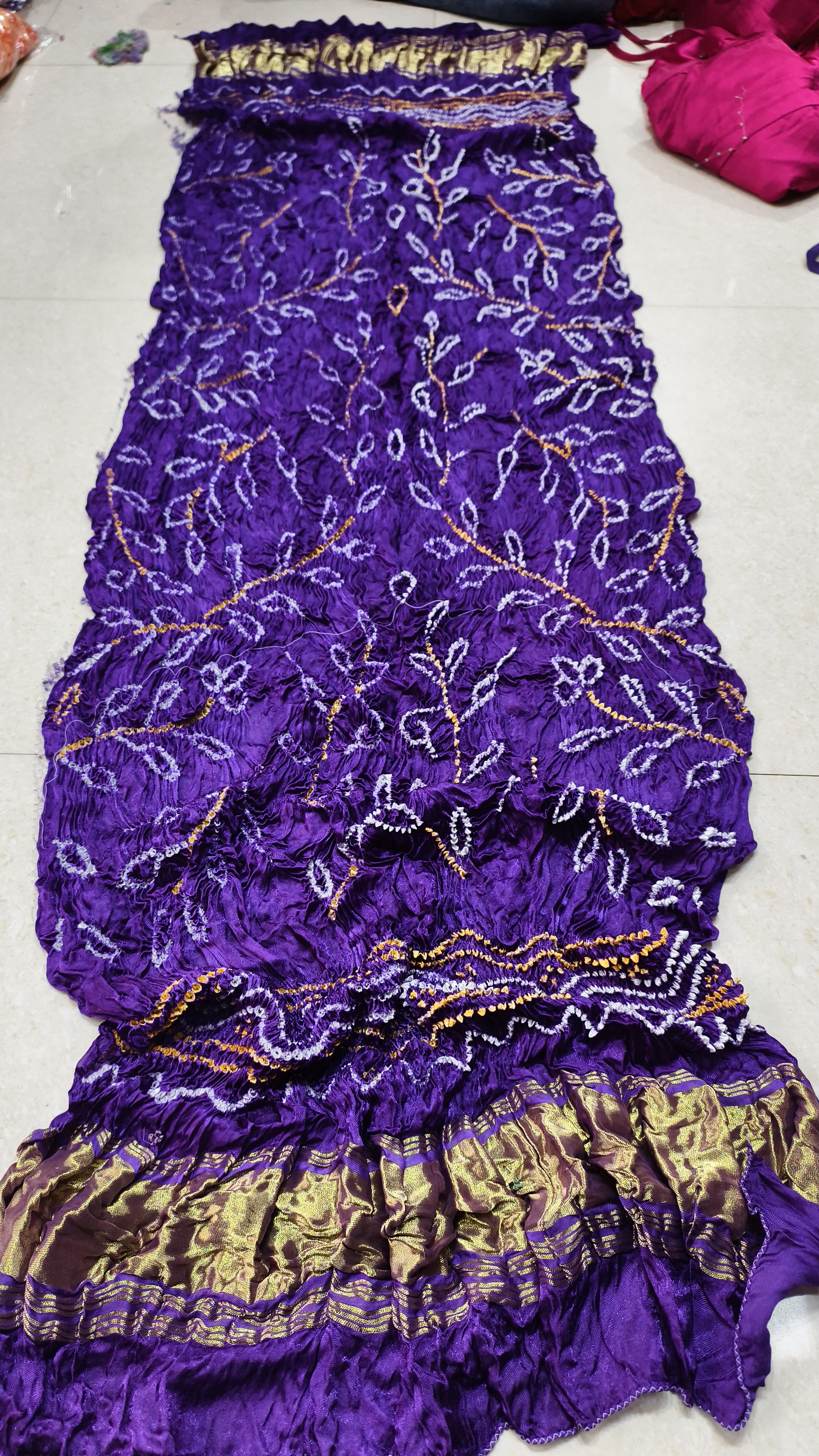 Pure Modal Gaji Silk Hand Bandhej Allover Dupatta with Lagdi Patta