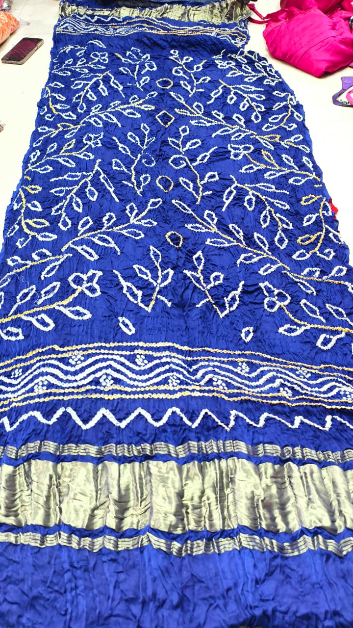 Pure Modal Gaji Silk Hand Bandhej Allover Dupatta with Lagdi Patta