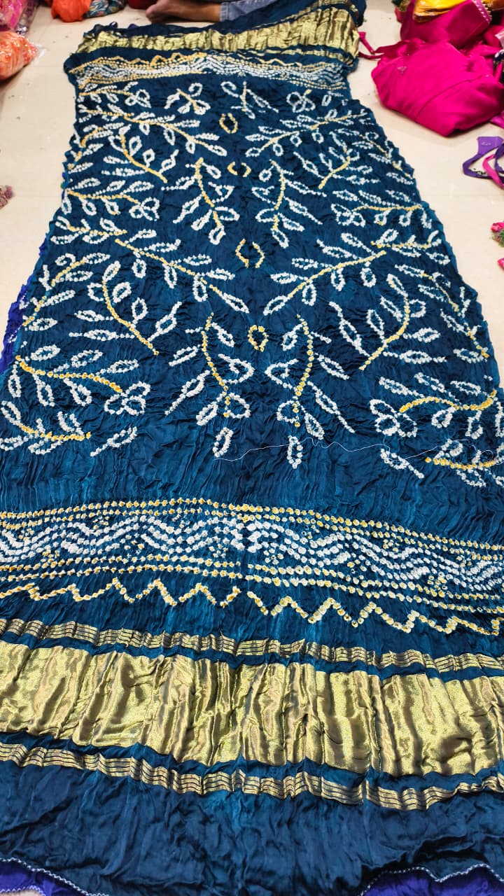 Pure Modal Gaji Silk Hand Bandhej Allover Dupatta with Lagdi Patta