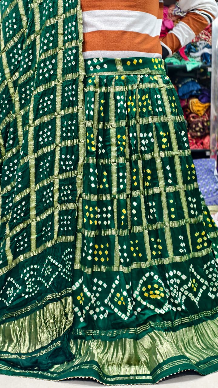 Pure Modal Silk Gharchola Pattern Ghagra & Blouse with Chex Dupatta