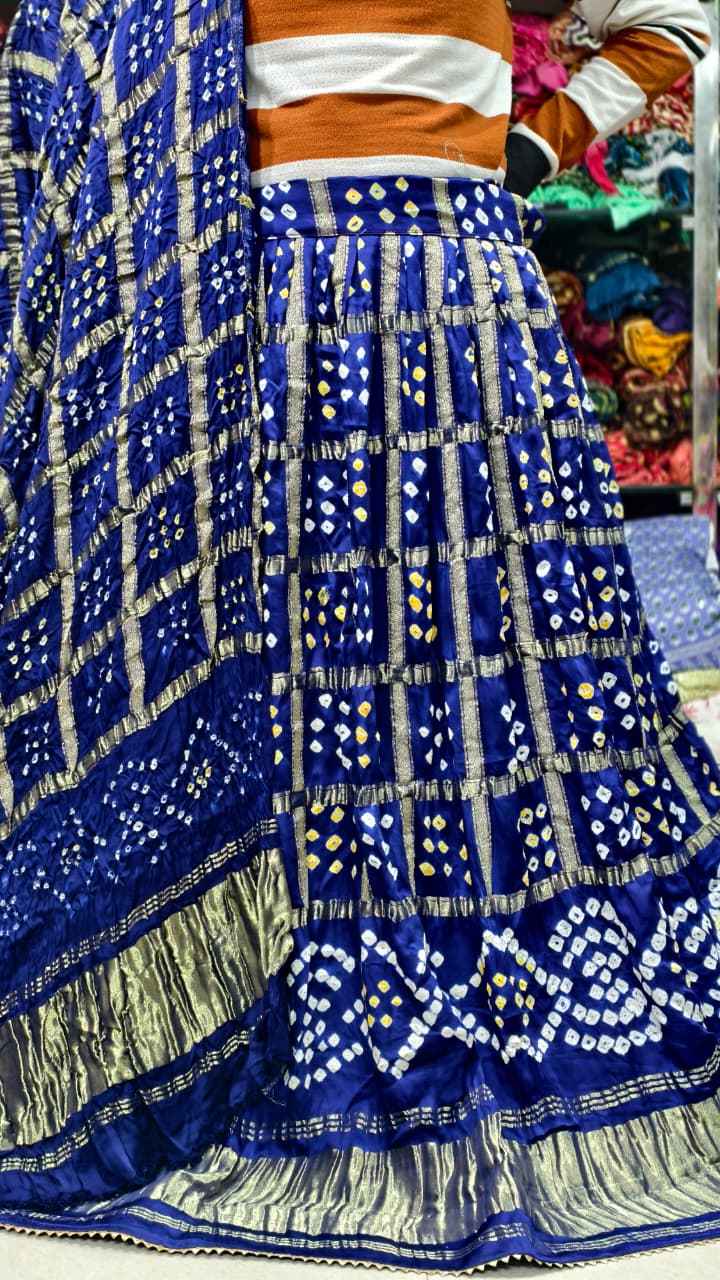 Pure Modal Silk Gharchola Pattern Ghagra & Blouse with Chex Dupatta