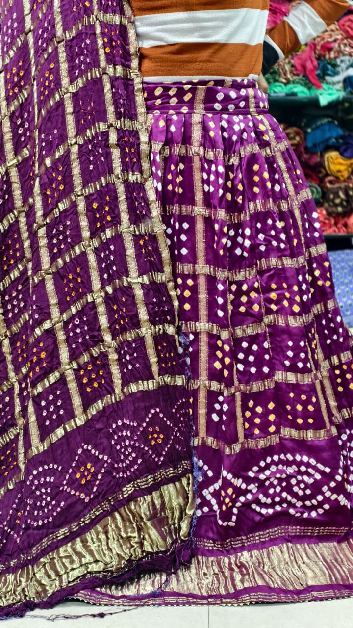 Pure Modal Silk Gharchola Pattern Ghagra & Blouse with Chex Dupatta