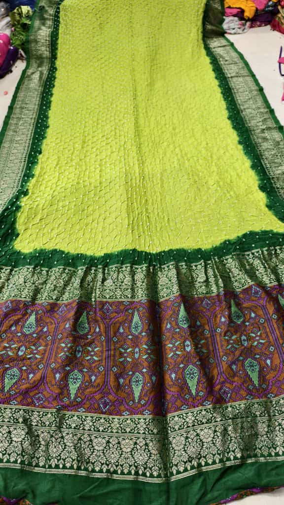 Pure Muga Silk Banarasi Saree with Hand Bandhej, Brasso Pallu & Blouse