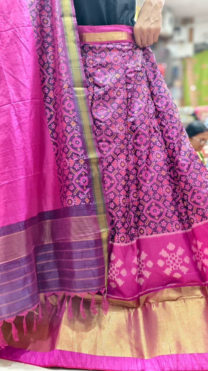 Pure Original Rajkoti Patola Silk Lehenga Choli Set with Dupatta