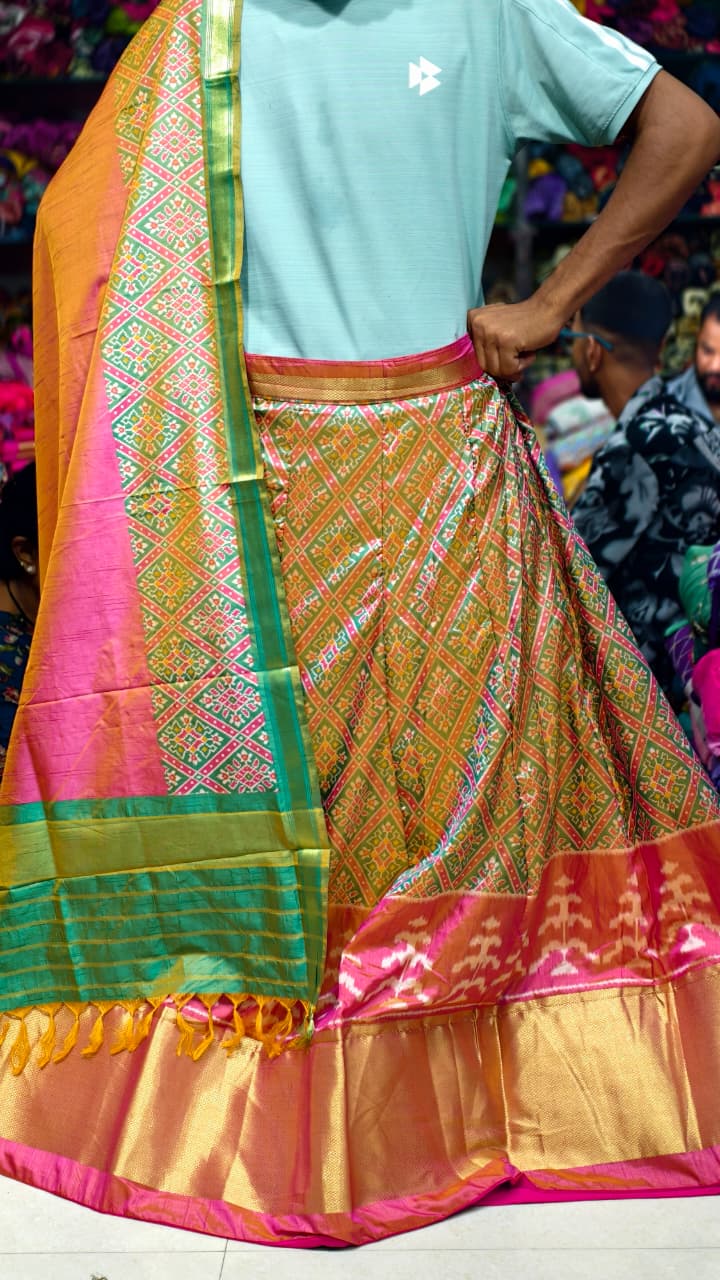 Pure Original Rajkoti Patola Silk Lehenga Choli Set with Dupatta